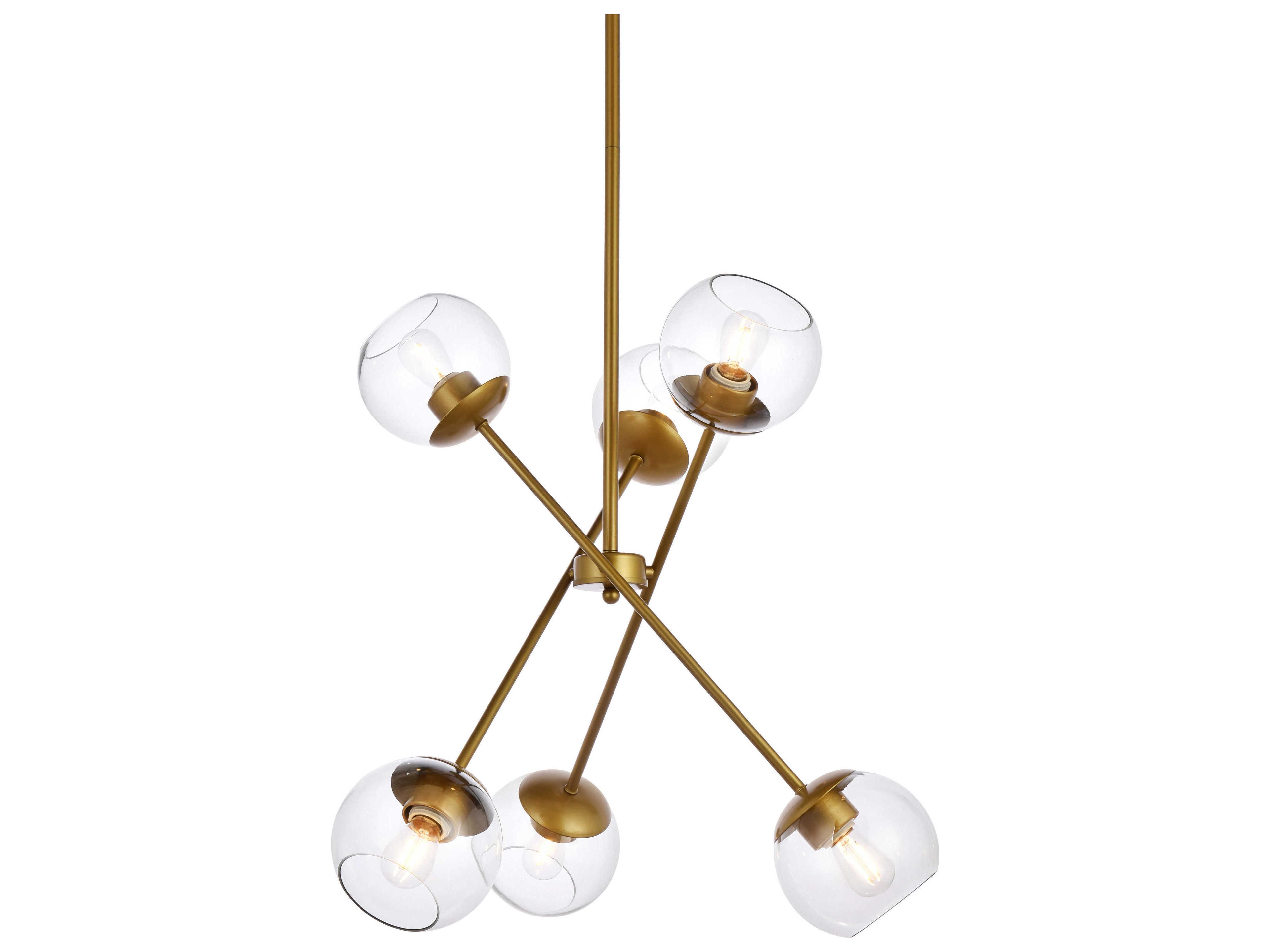 Elegant Lighting Axl 6-Light Brass And Clear Glass Globe Pendant