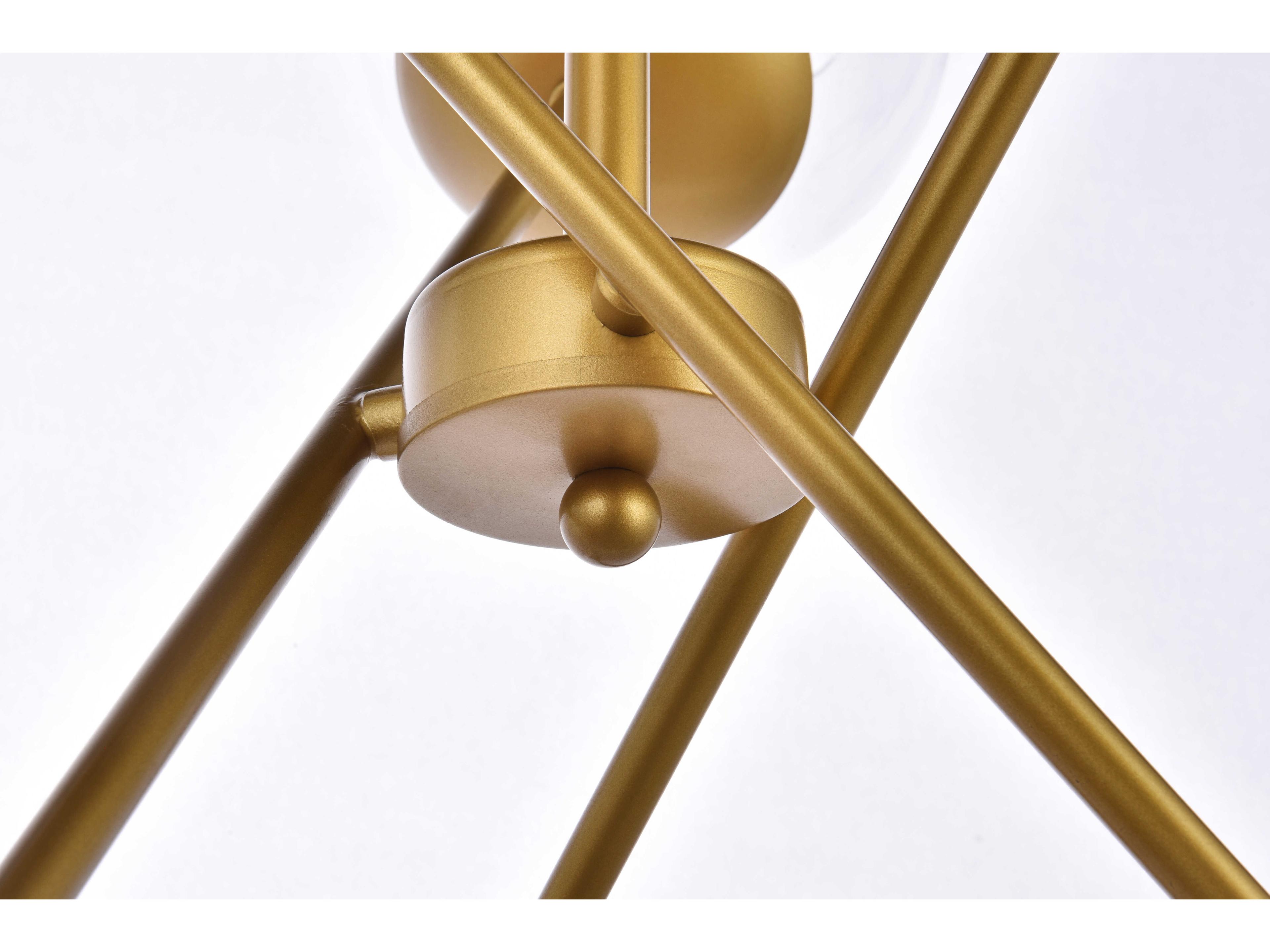 Elegant Lighting Axl 6-Light Brass And Clear Glass Globe Pendant