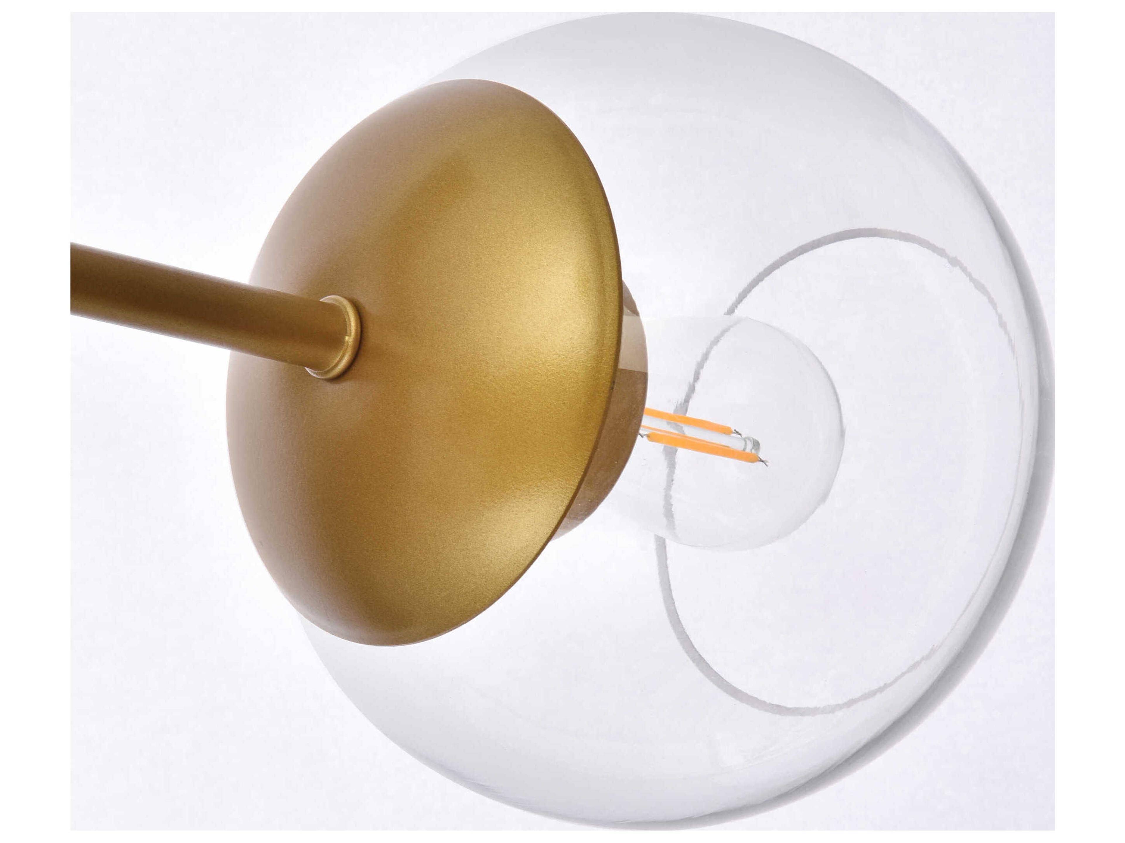 Elegant Lighting Axl 6-Light Brass And Clear Glass Globe Pendant