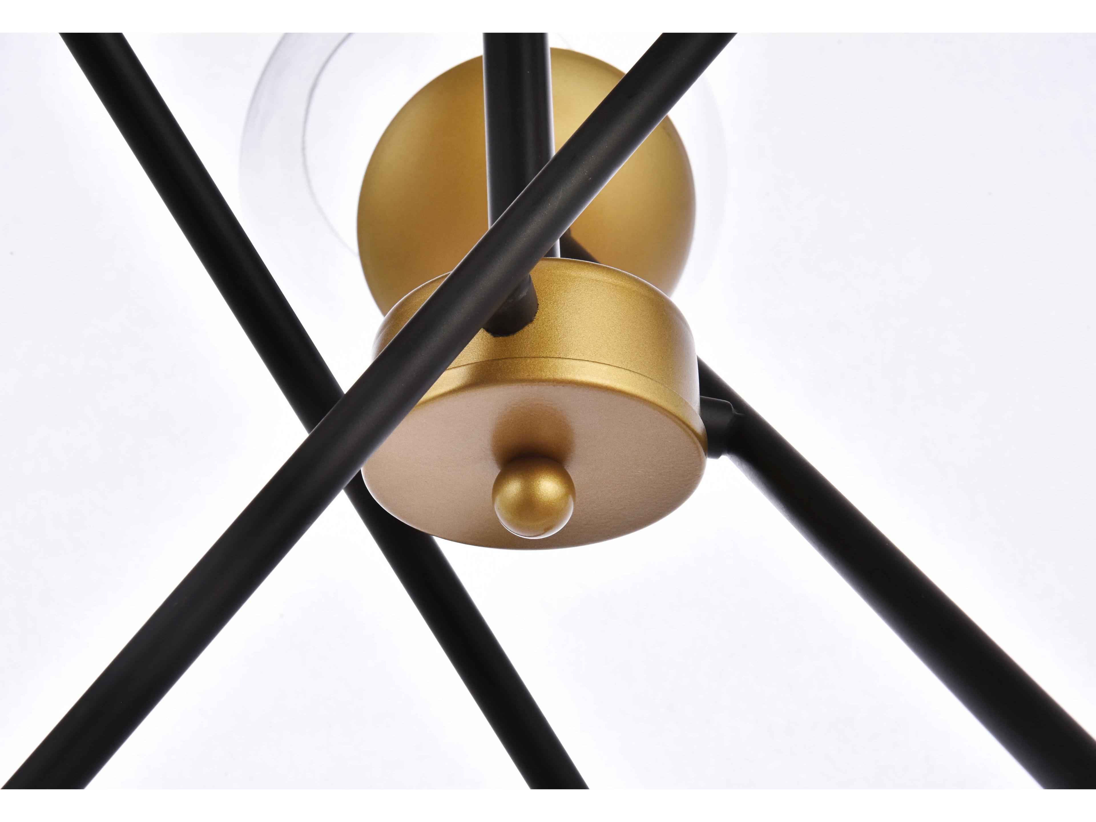 Elegant Lighting Axl 6-Light Black And Brass Clear Glass Globe Pendant