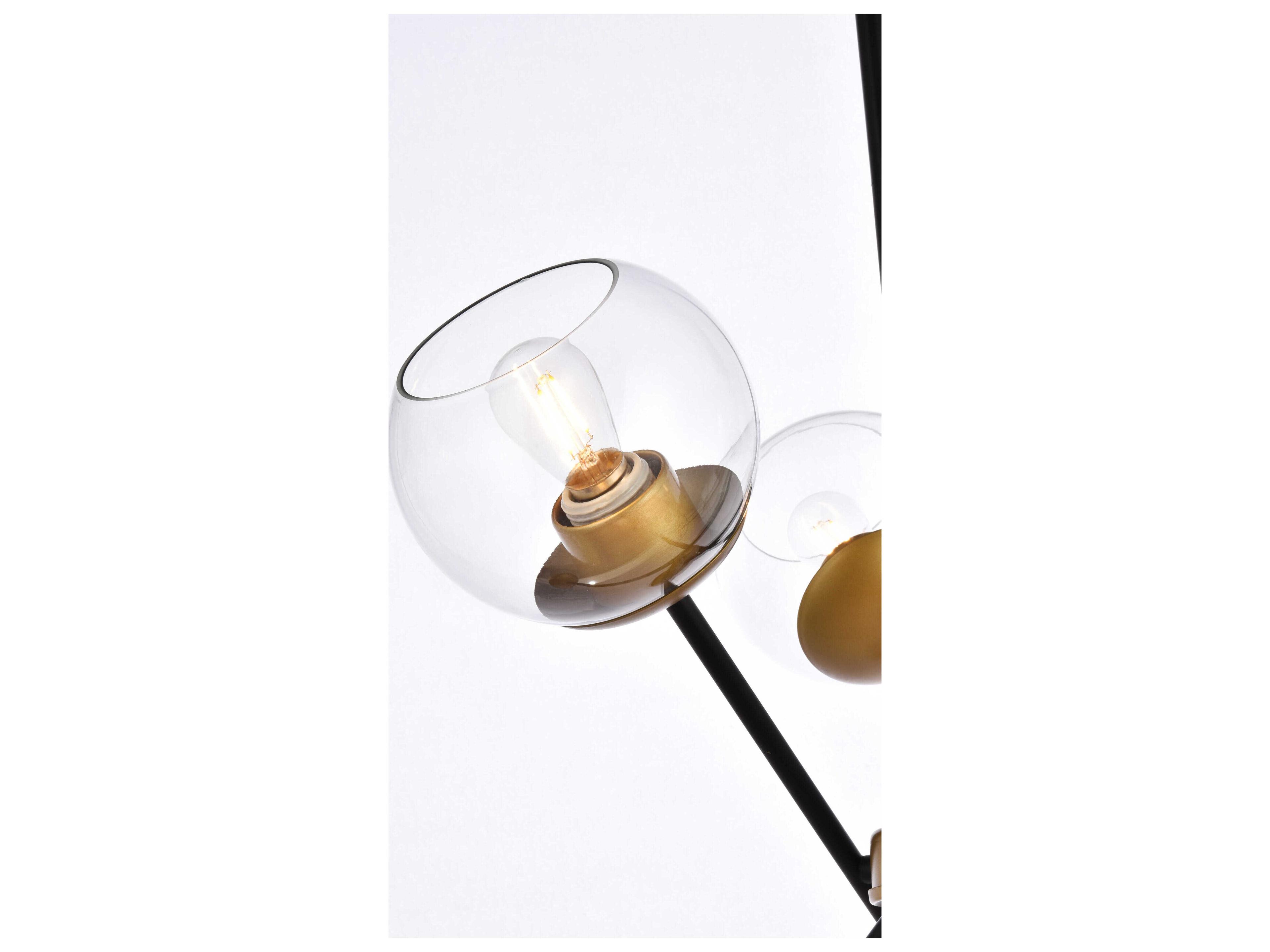 Elegant Lighting Axl 6-Light Black And Brass Clear Glass Globe Pendant
