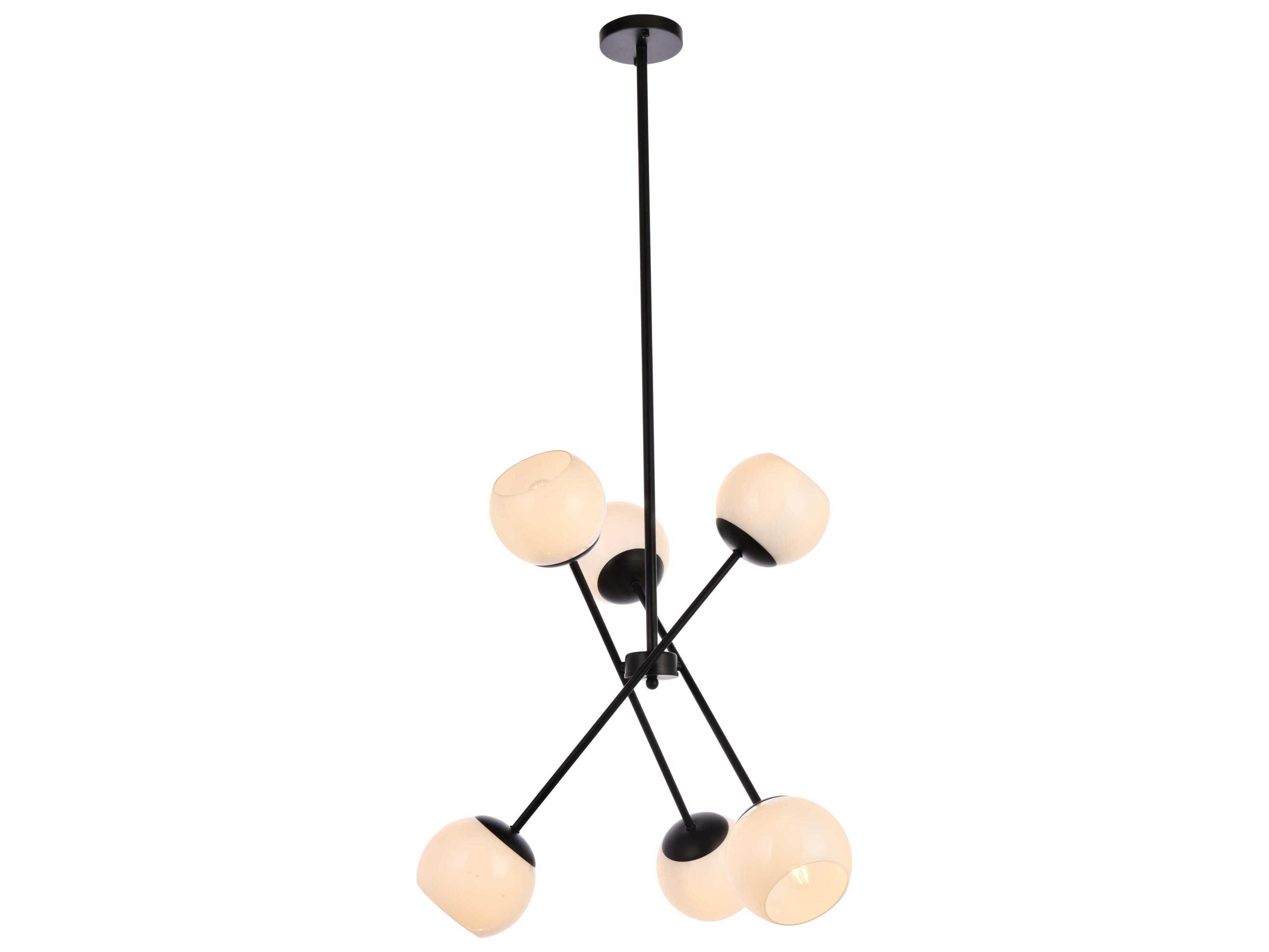Axl 6-Light Black And White Glass Globe Pendant