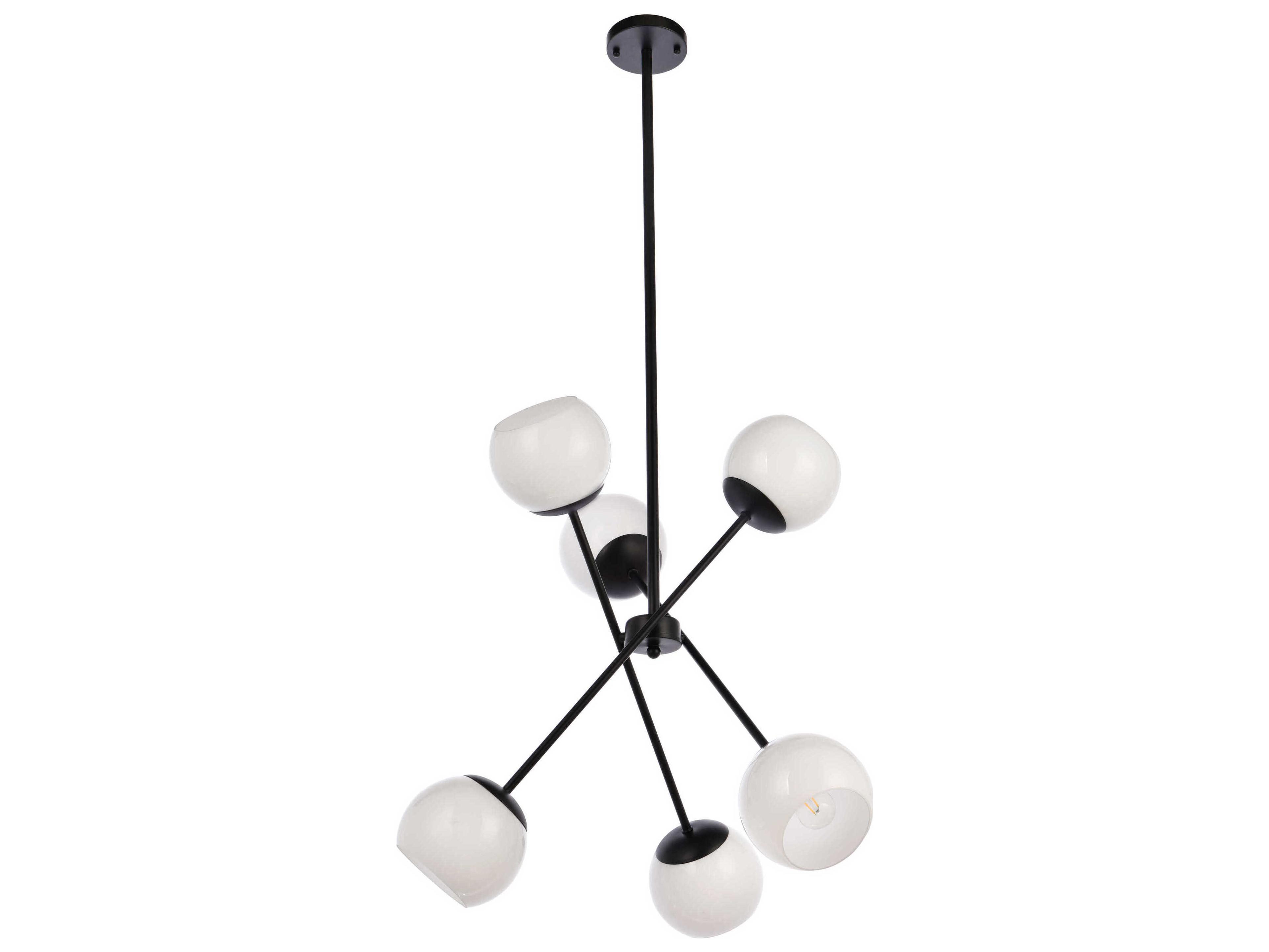 Elegant Lighting Axl 6-Light Black And White Glass Globe Pendant