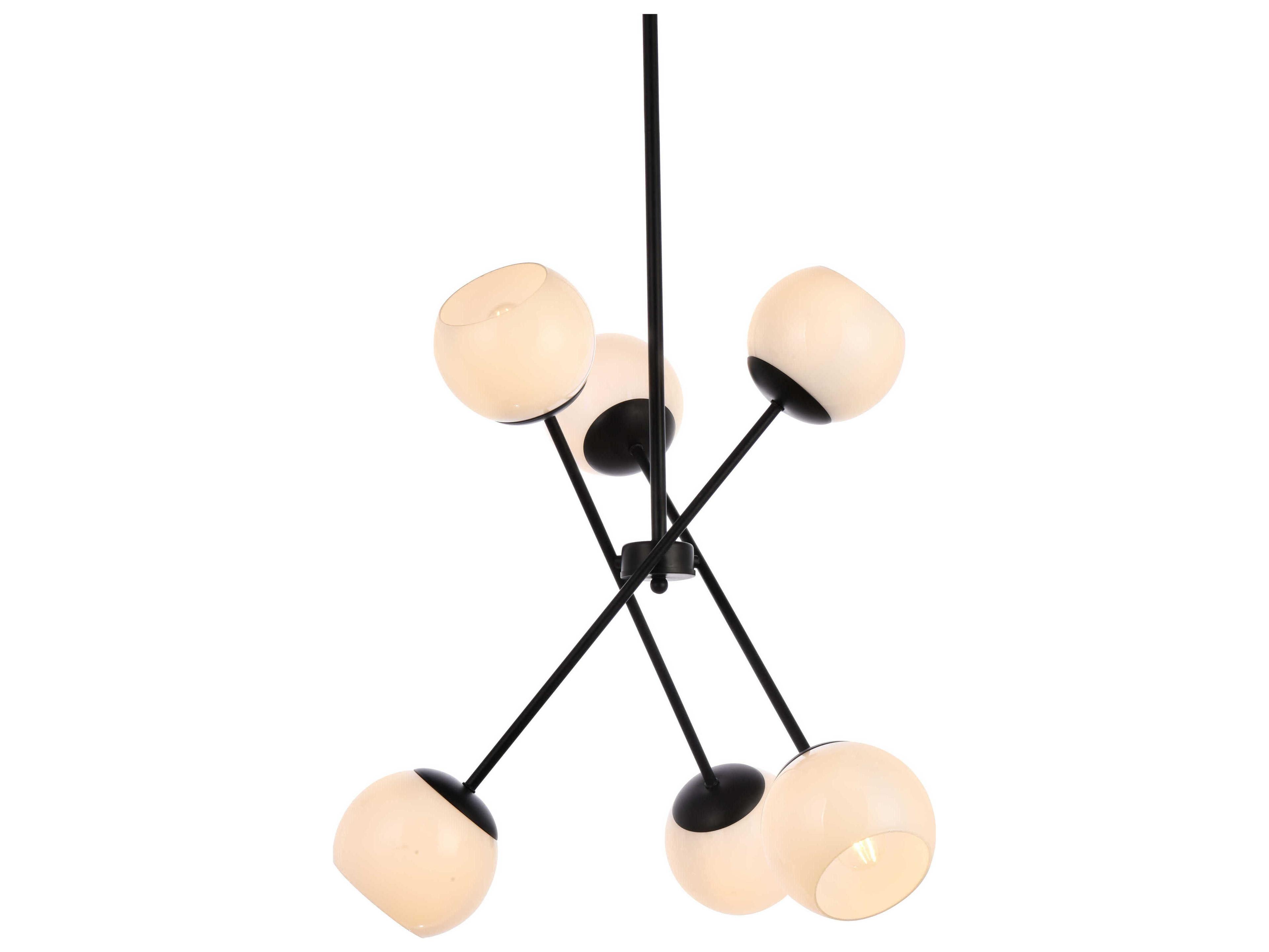 Elegant Lighting Axl 6-Light Black And White Glass Globe Pendant