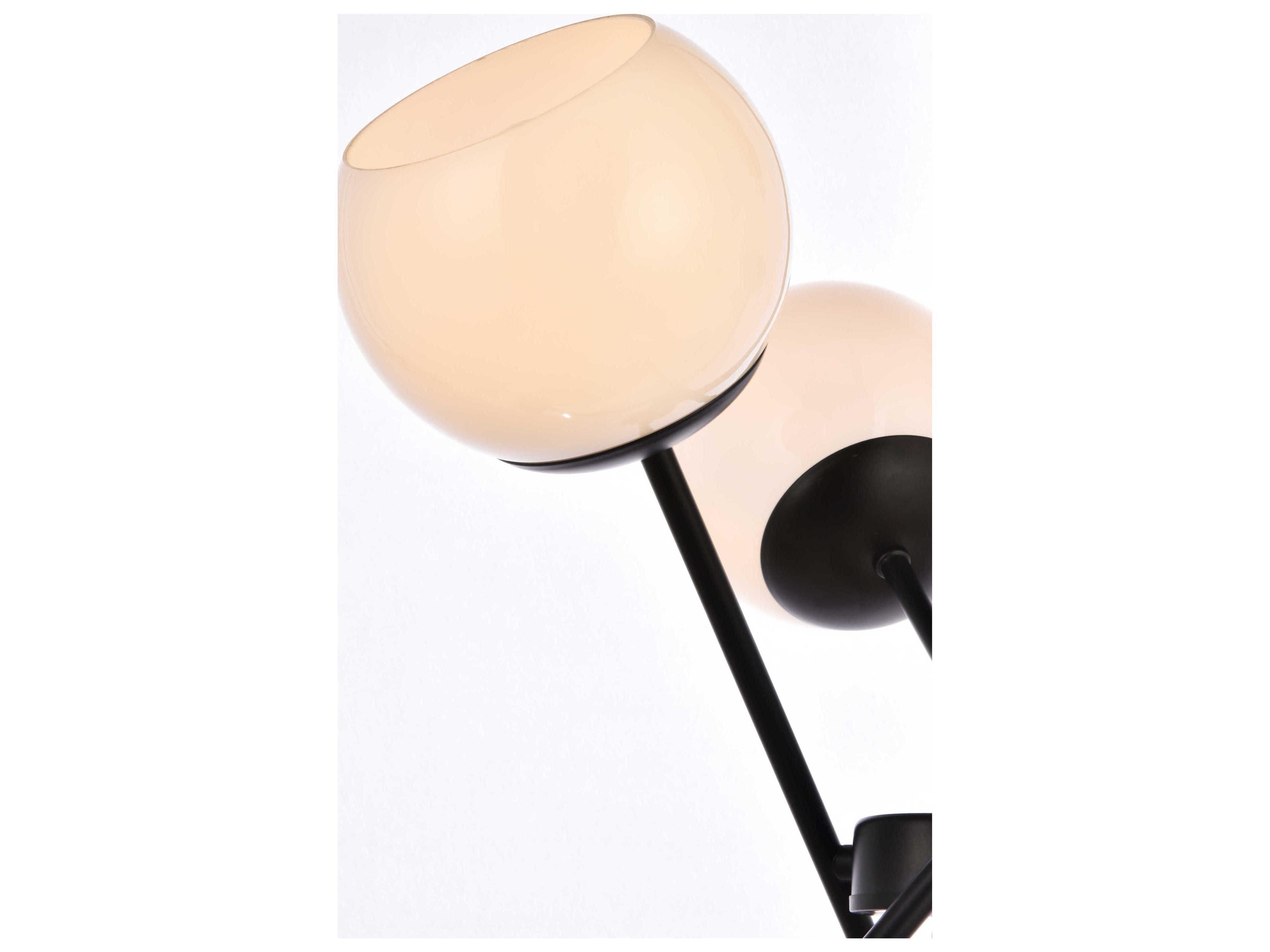 Elegant Lighting Axl 6-Light Black And White Glass Globe Pendant