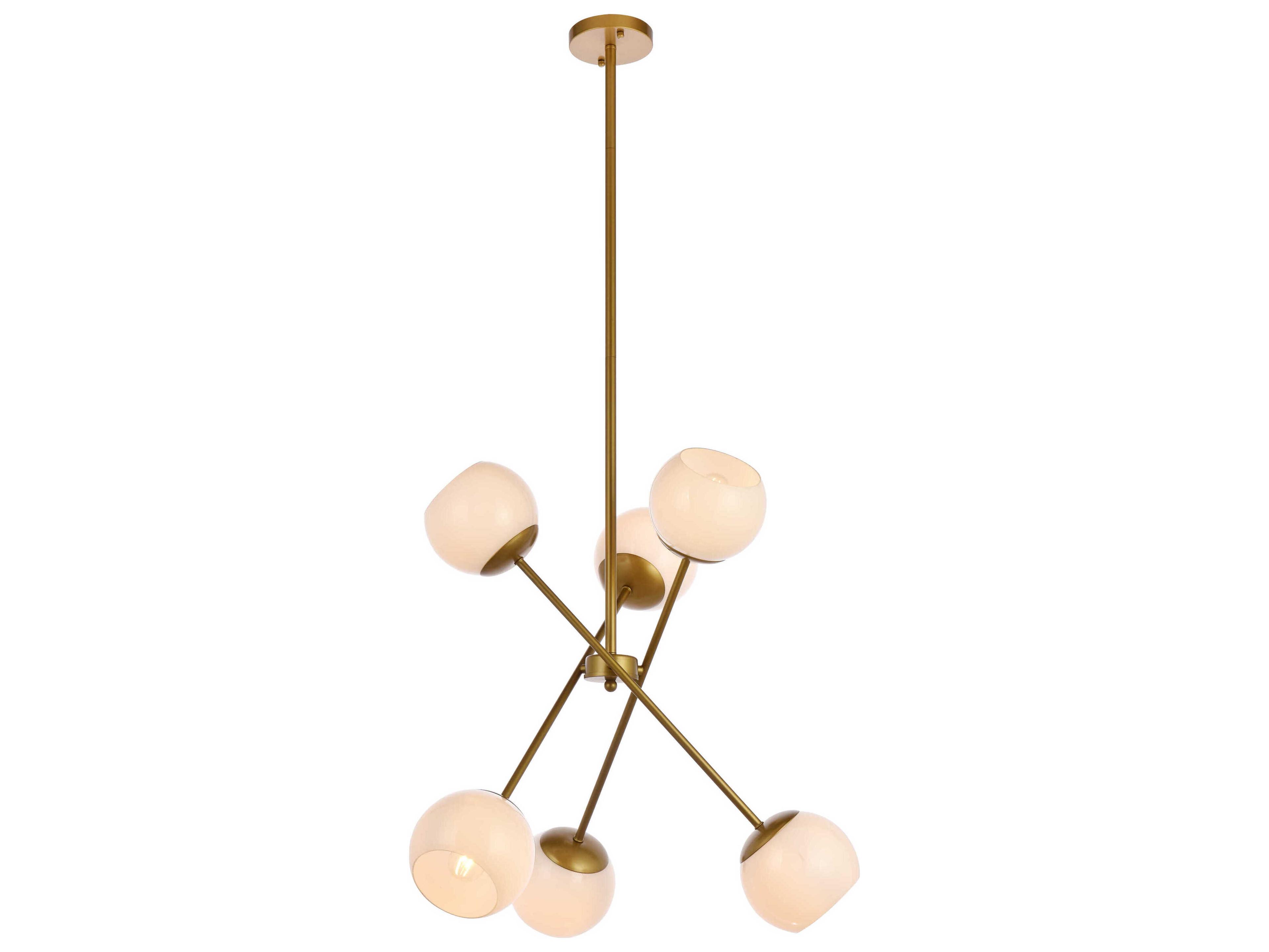 Axl 6-Light Brass And White Glass Pendant
