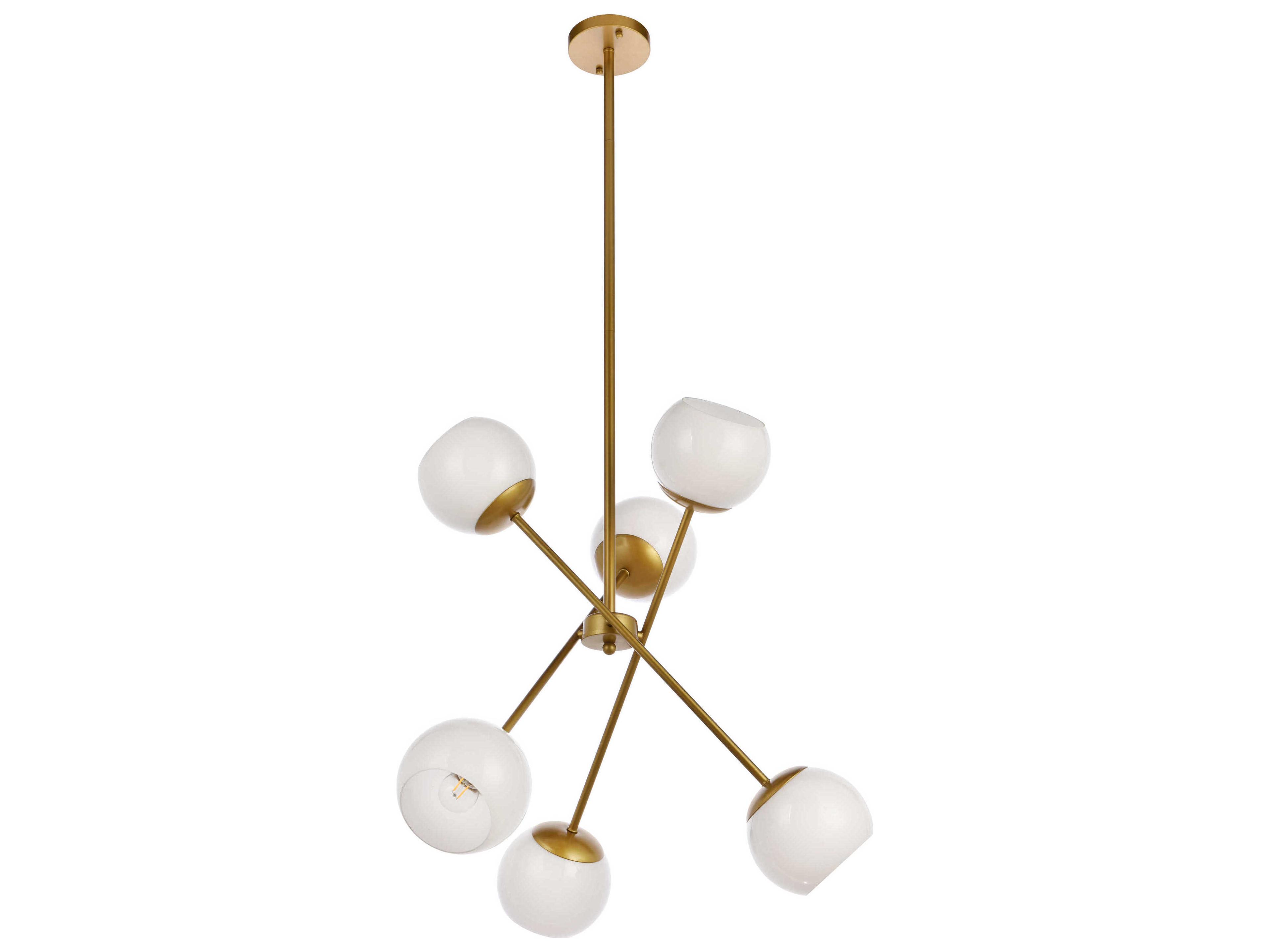 Elegant Lighting Axl 6-Light Brass And White Glass Pendant