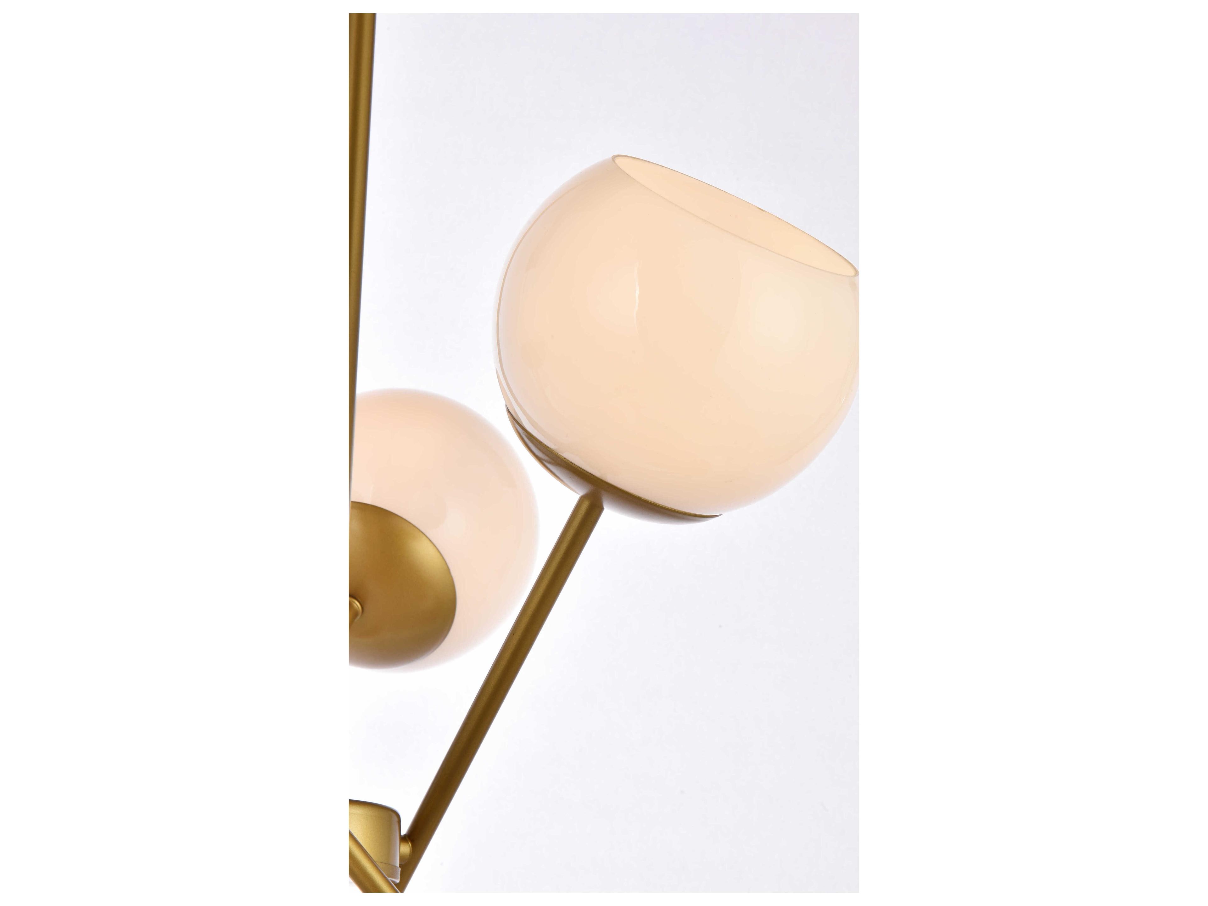 Elegant Lighting Axl 6-Light Brass And White Glass Pendant