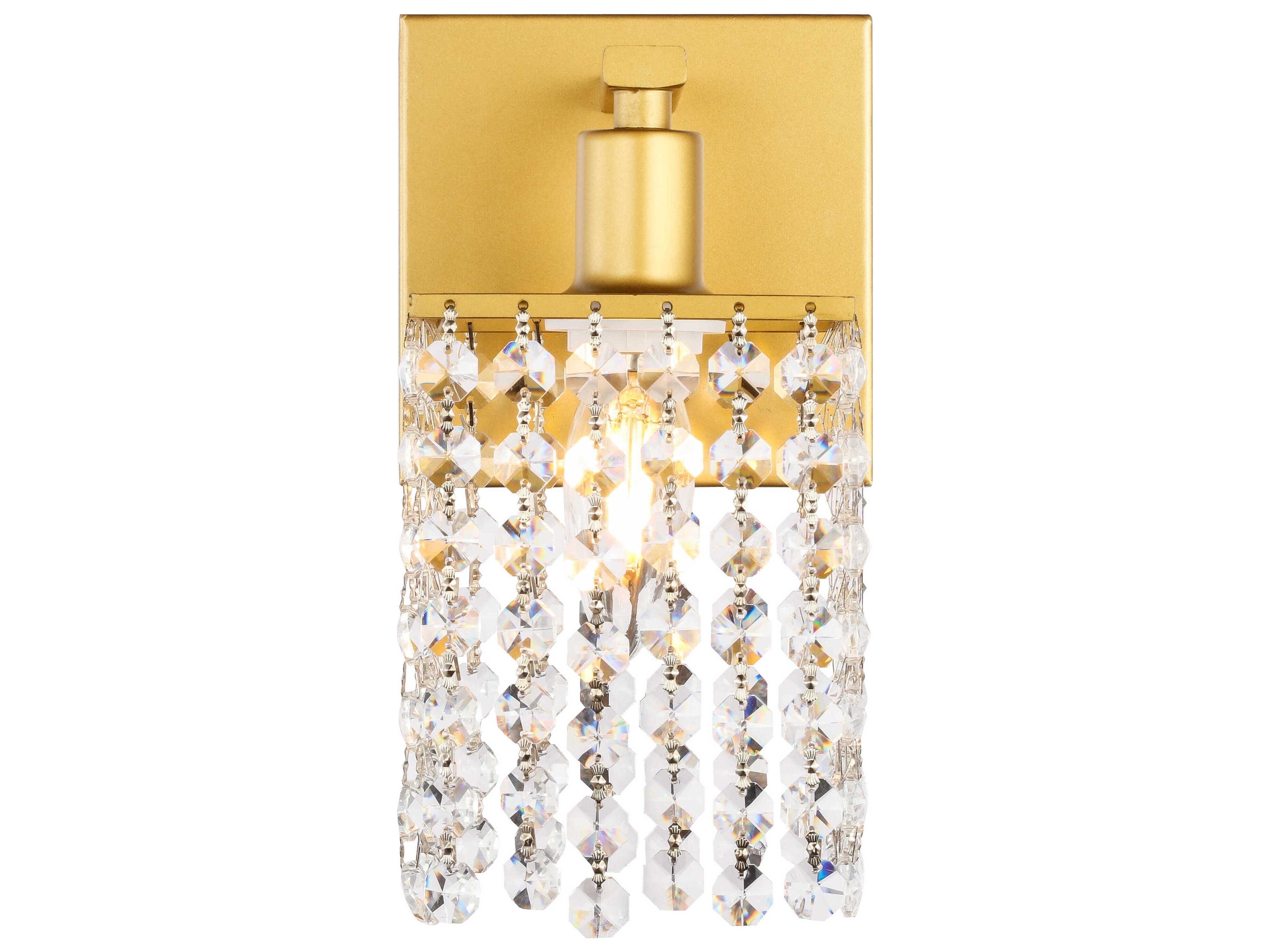 Phineas 1-Light Brass Crystal Wall Sconce