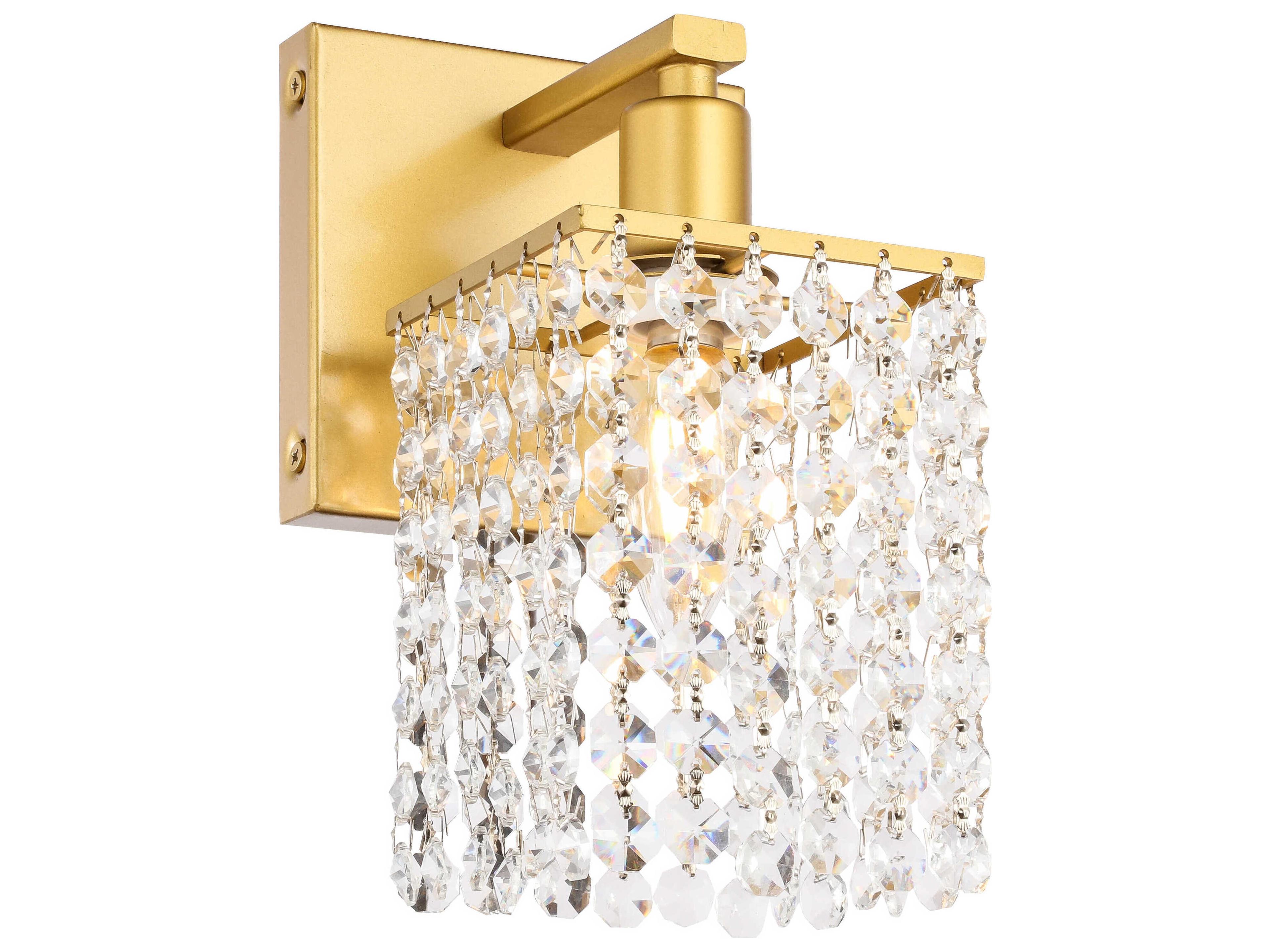 Elegant Lighting Phineas 1-Light Brass Crystal Wall Sconce