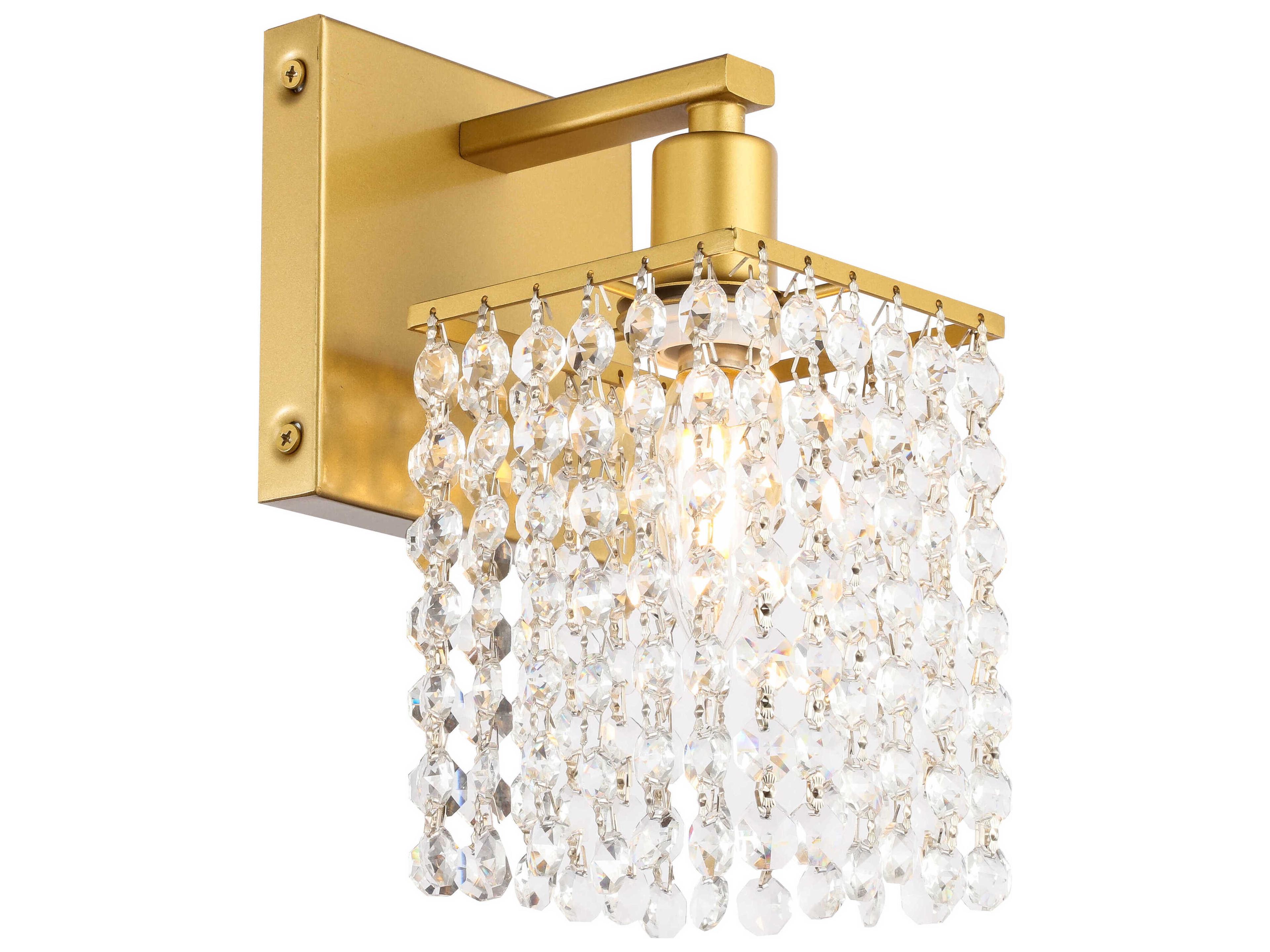 Elegant Lighting Phineas 1-Light Brass Crystal Wall Sconce