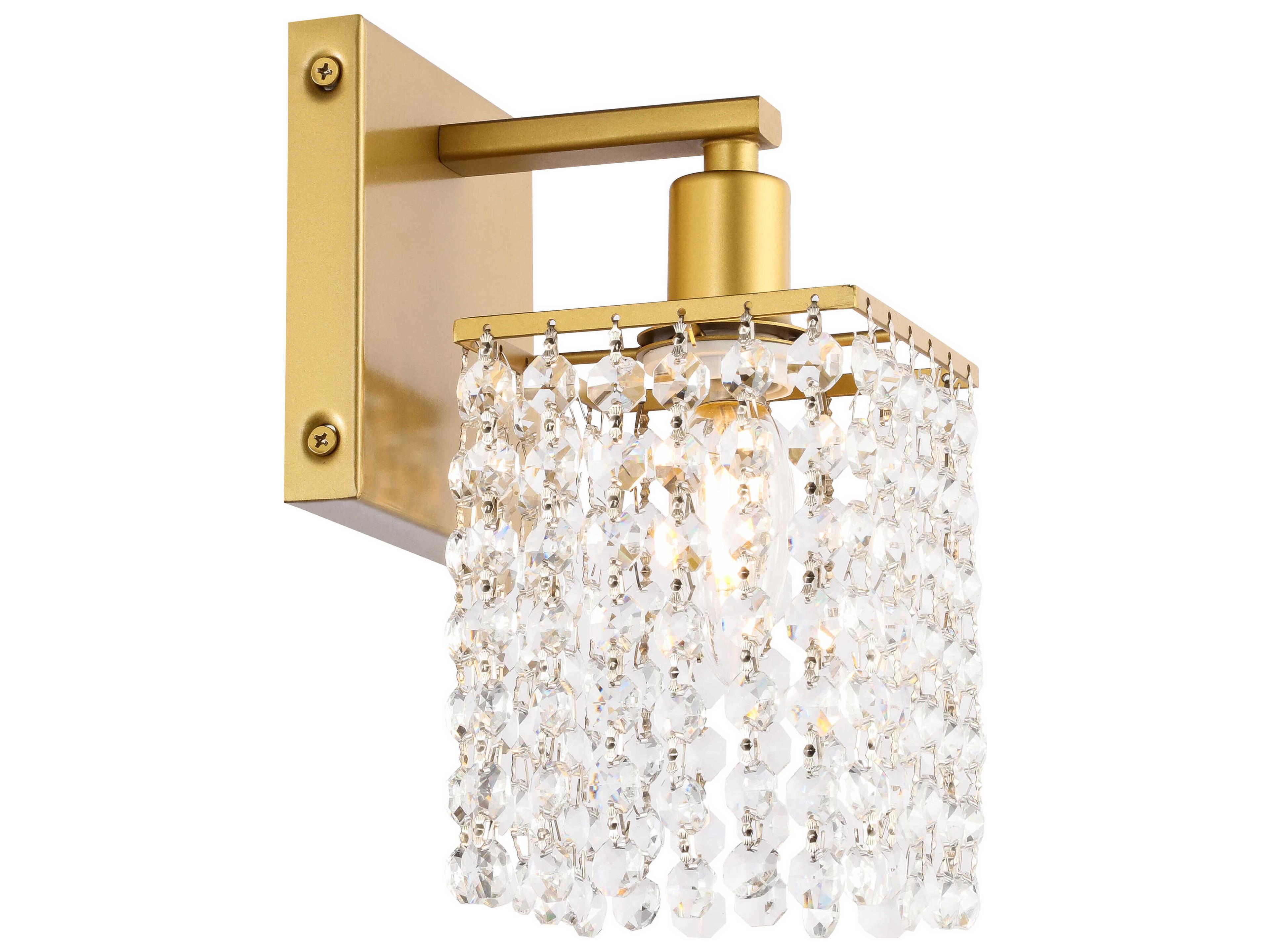 Elegant Lighting Phineas 1-Light Brass Crystal Wall Sconce