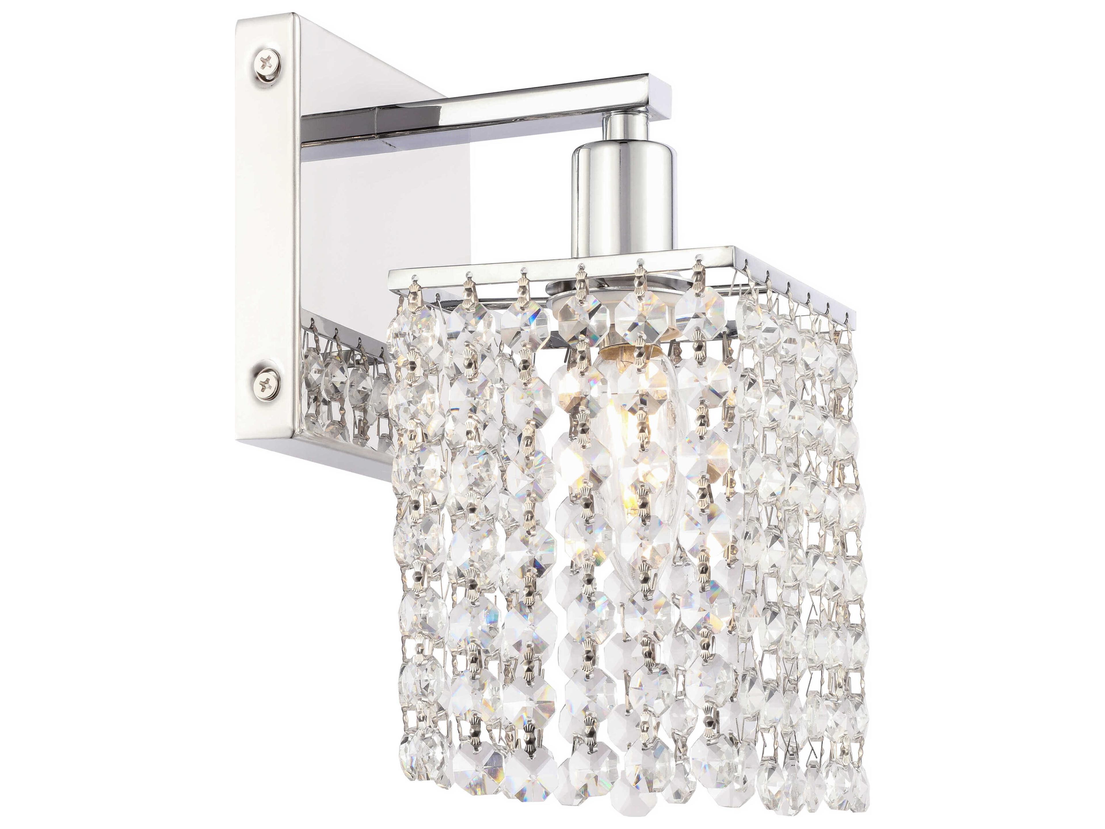 Elegant Lighting Phineas 1-Light Chrome Crystal Wall Sconce