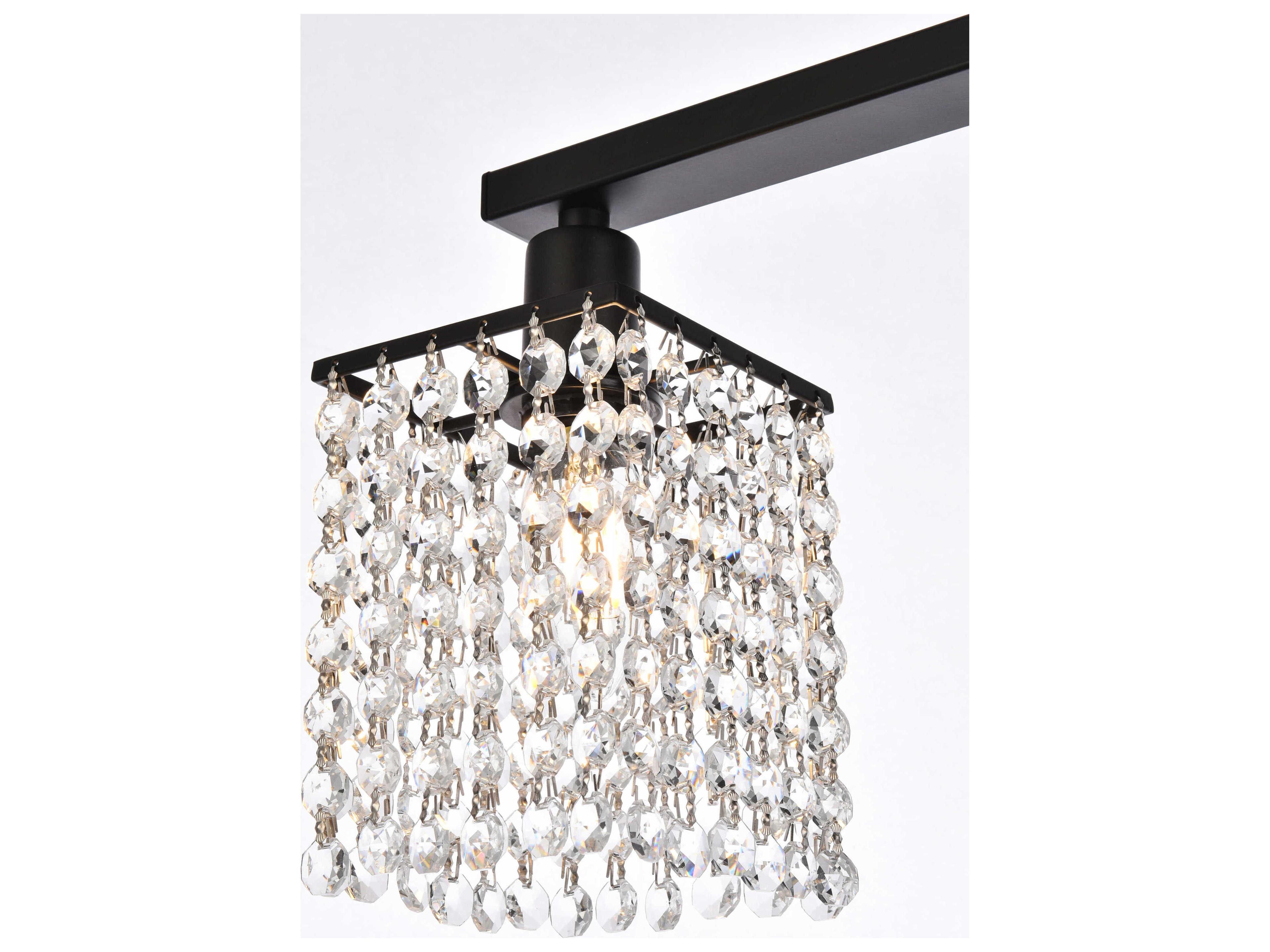 Elegant Lighting Phineas 2-Light Black And Clear Crystal Vanity Light
