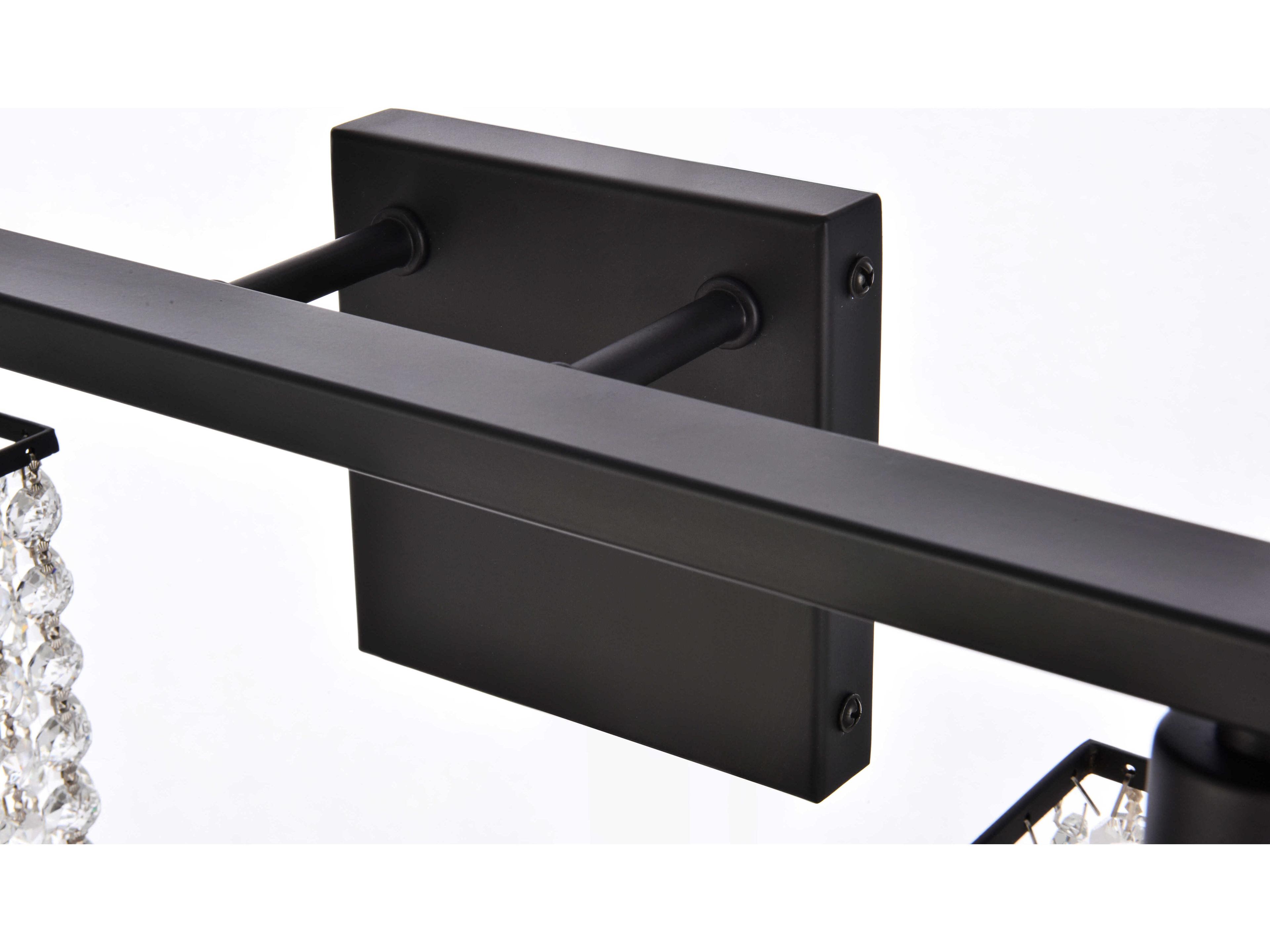 Elegant Lighting Phineas 2-Light Black And Clear Crystal Vanity Light