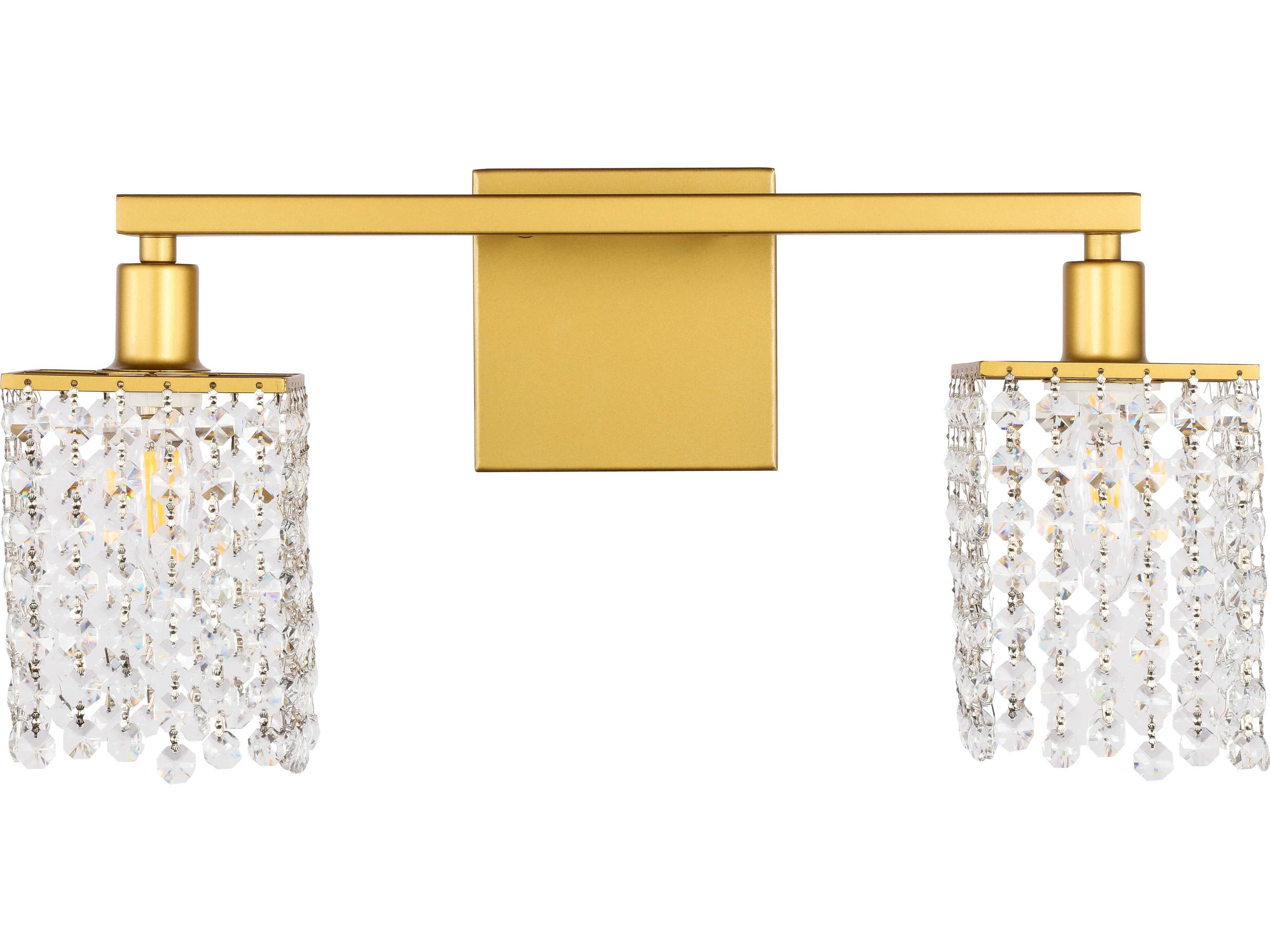 Elegant Lighting Phineas 2-Light Brass Crystal Vanity Light