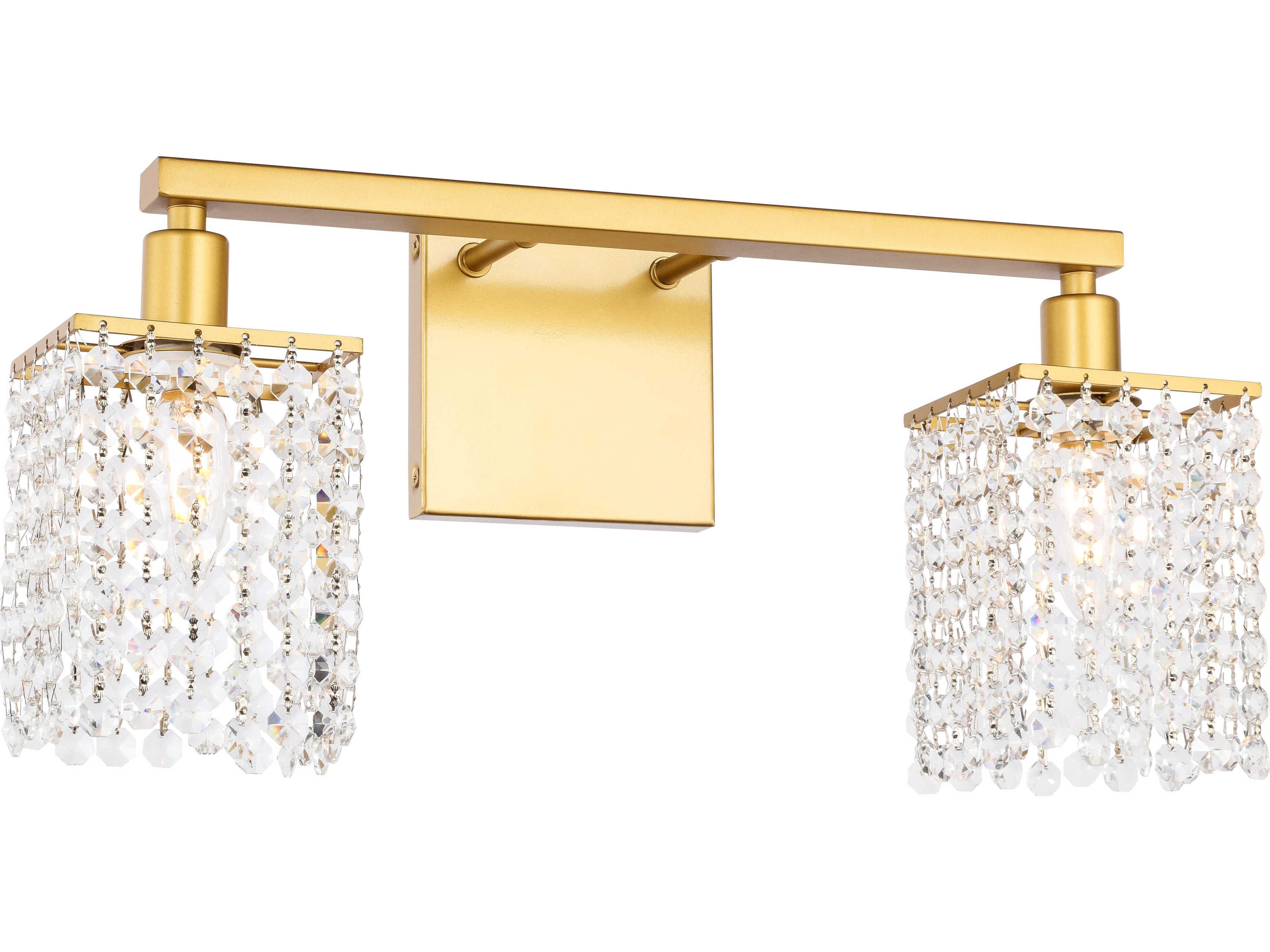 Elegant Lighting Phineas 2-Light Brass Crystal Vanity Light