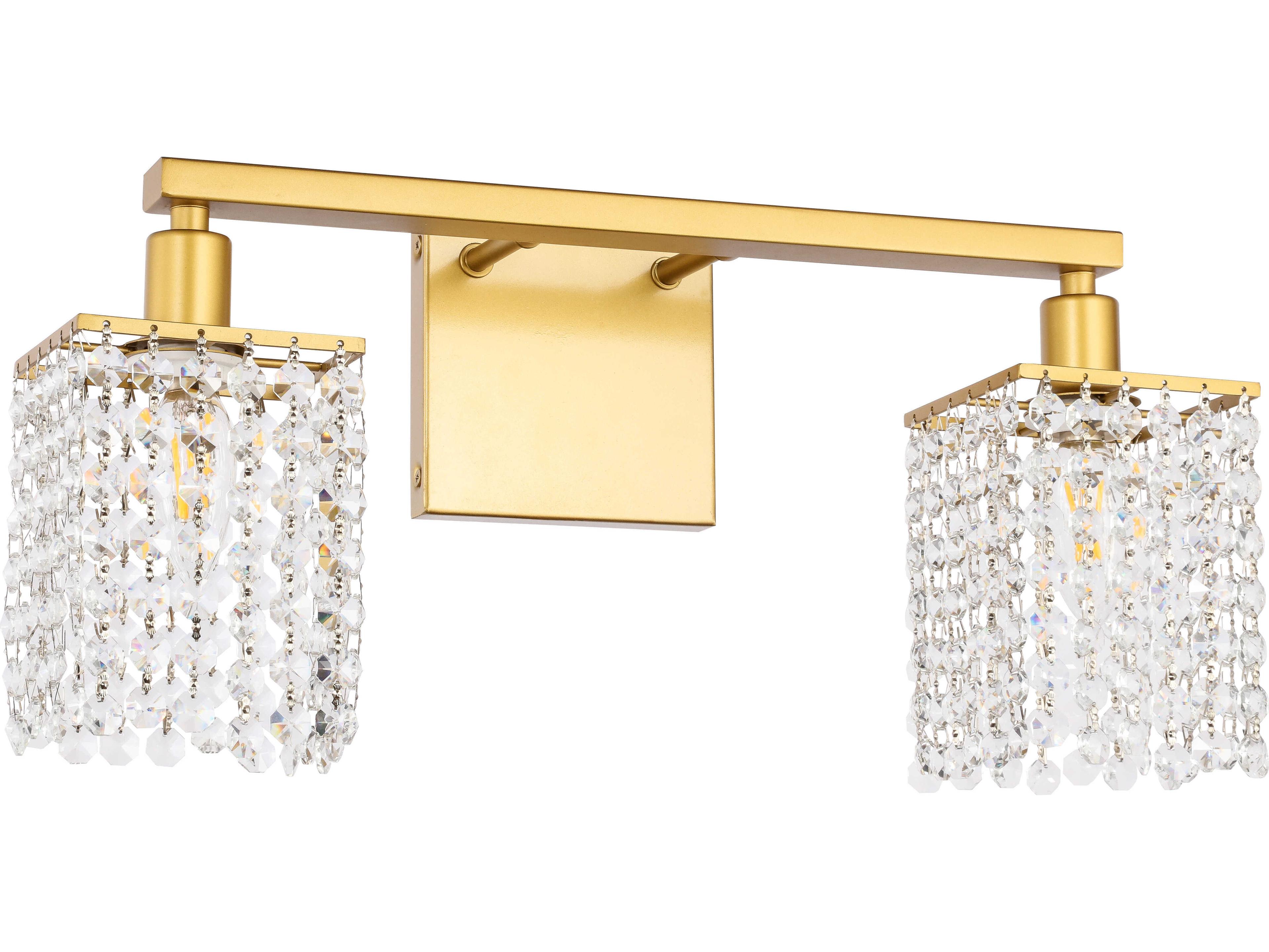 Elegant Lighting Phineas 2-Light Brass Crystal Vanity Light