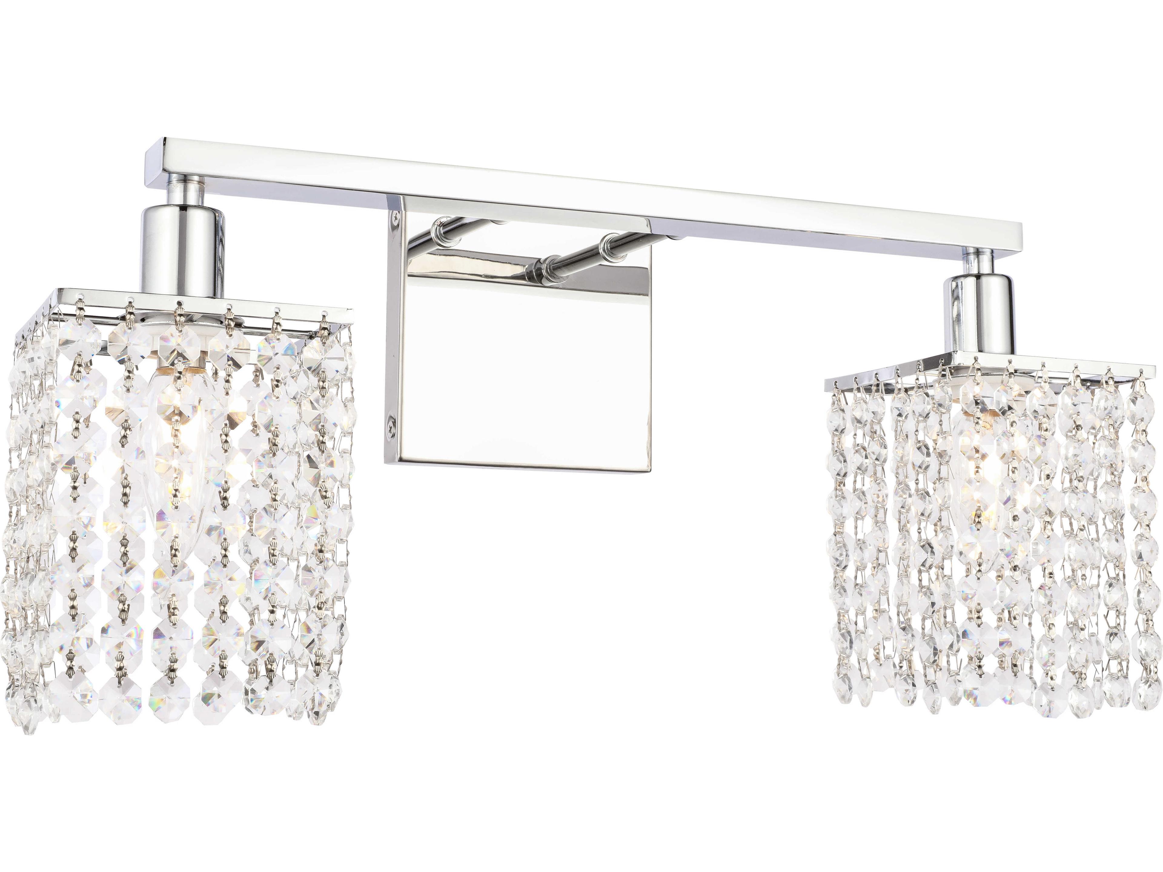 Elegant Lighting Phineas 2-Light Chrome Crystal Vanity Light