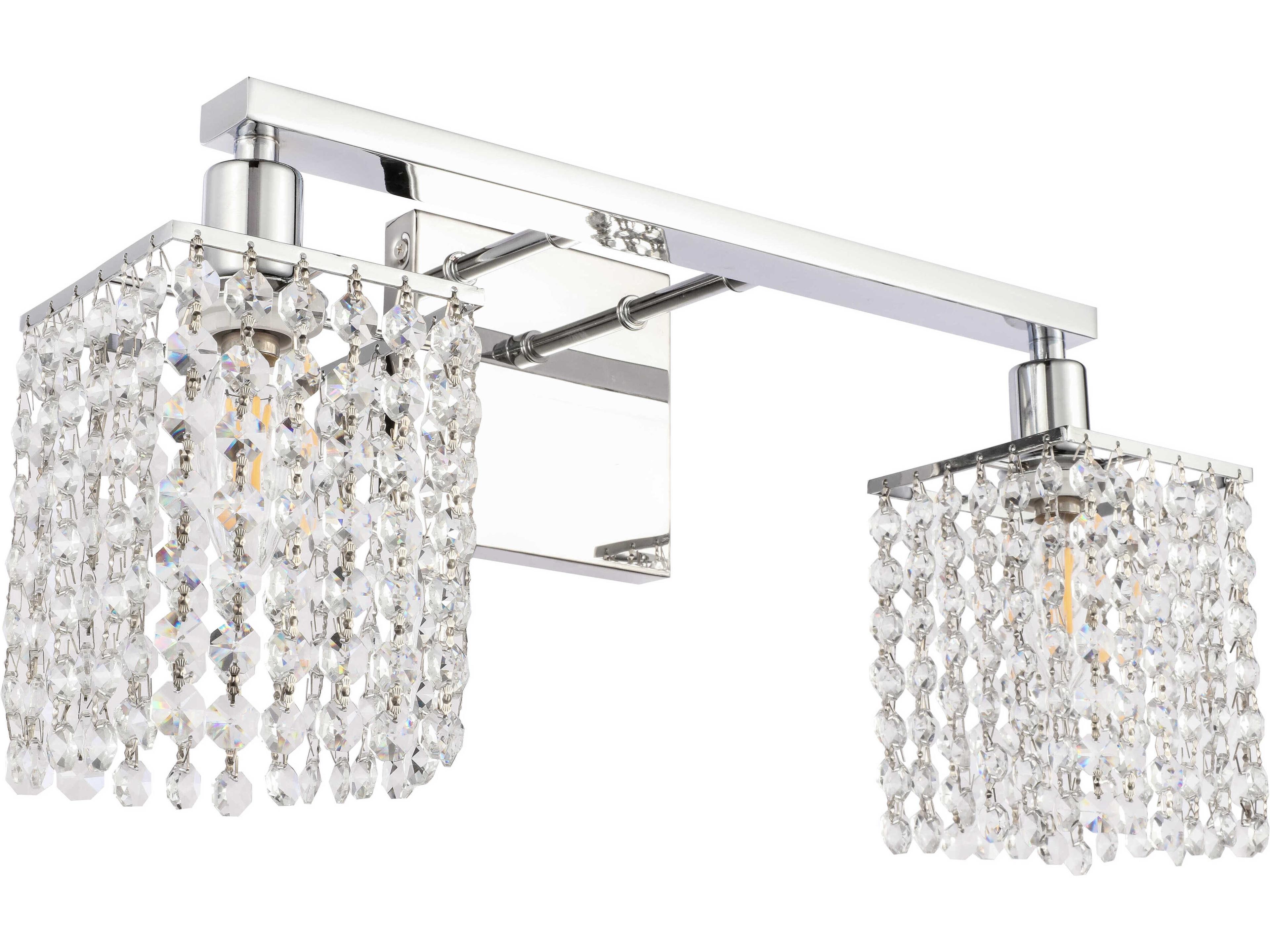 Elegant Lighting Phineas 2-Light Chrome Crystal Vanity Light