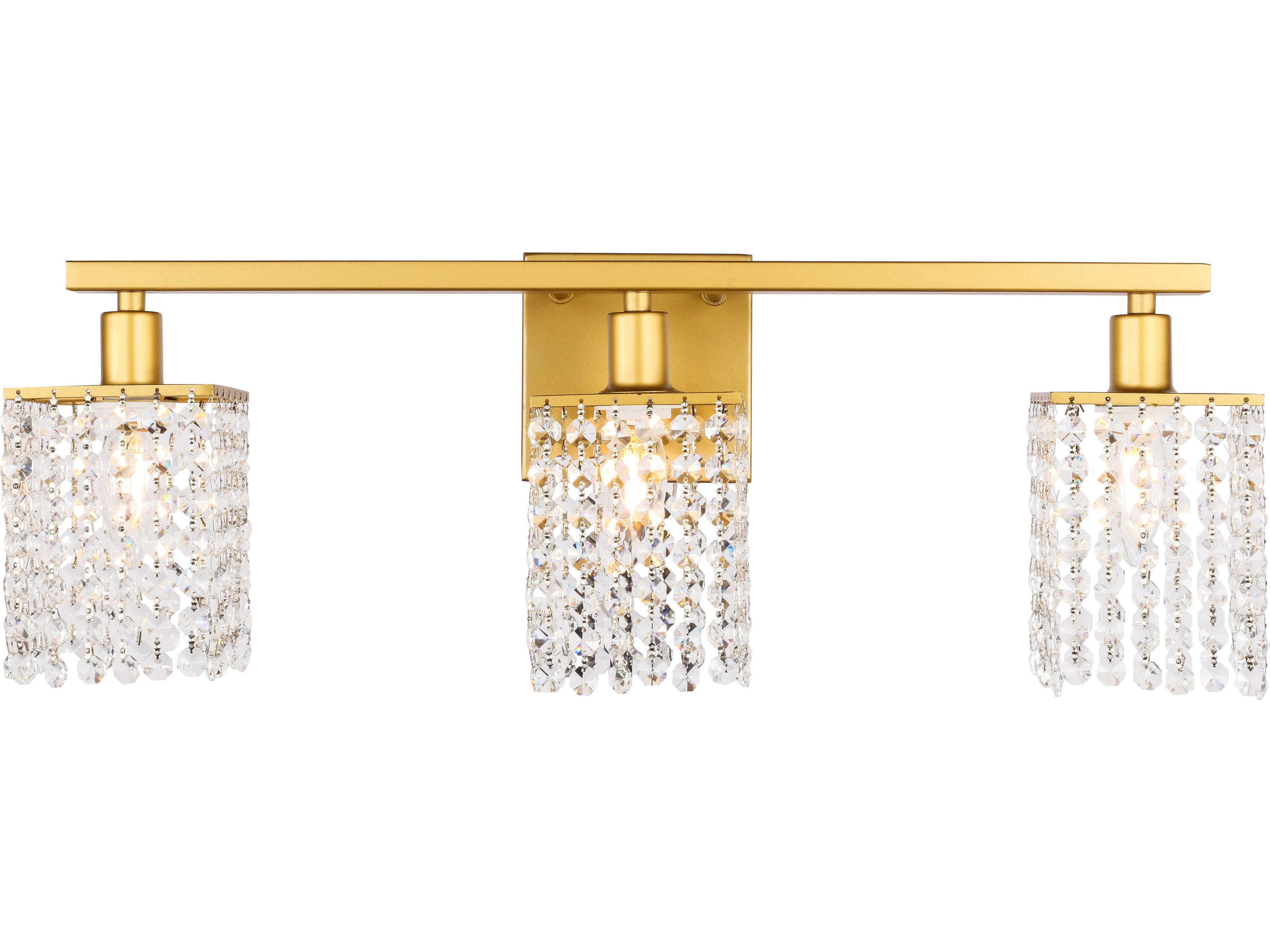 Phineas 3-Light Brass Crystal Vanity Light