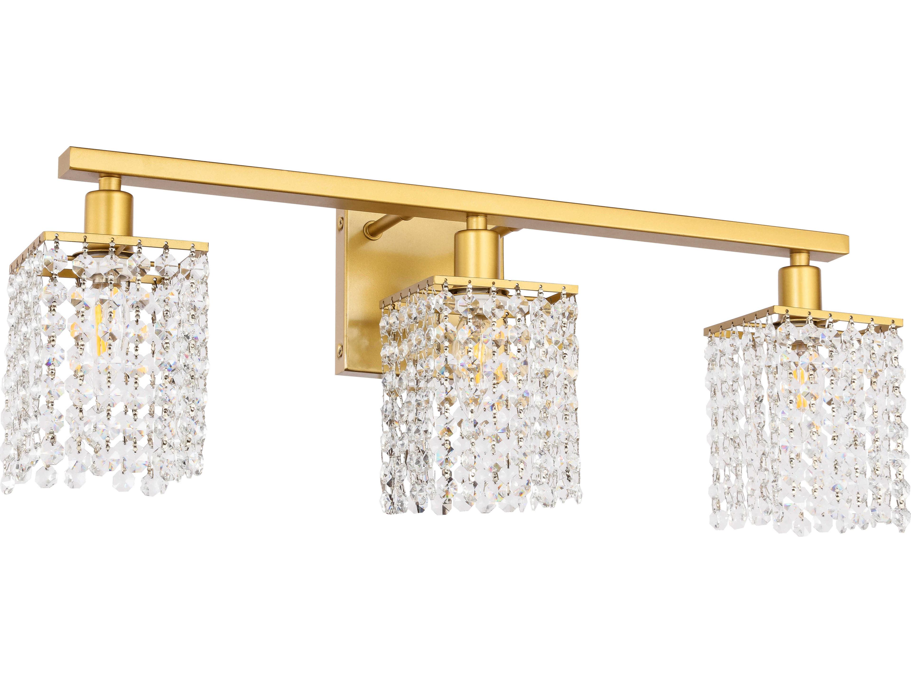 Elegant Lighting Phineas 3-Light Brass Crystal Vanity Light