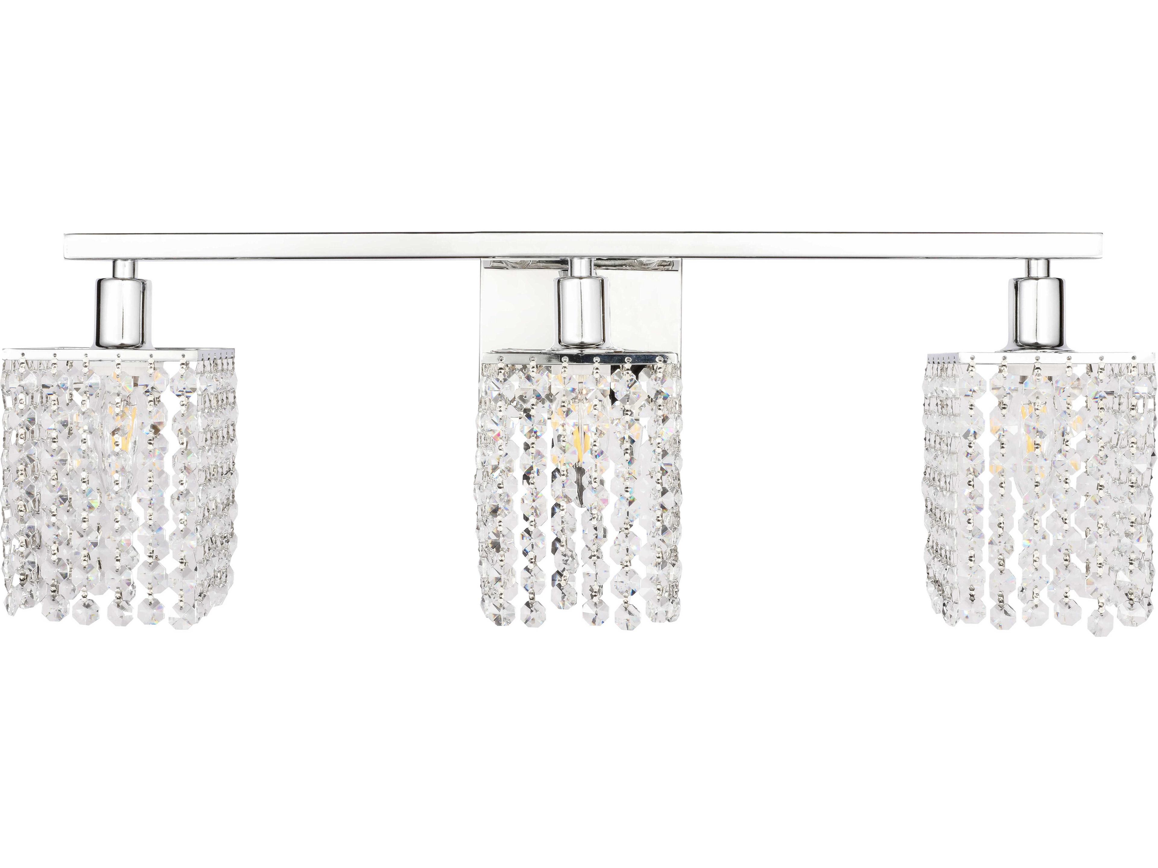 Elegant Lighting Phineas 3-Light Chrome Crystal Glass Vanity Light