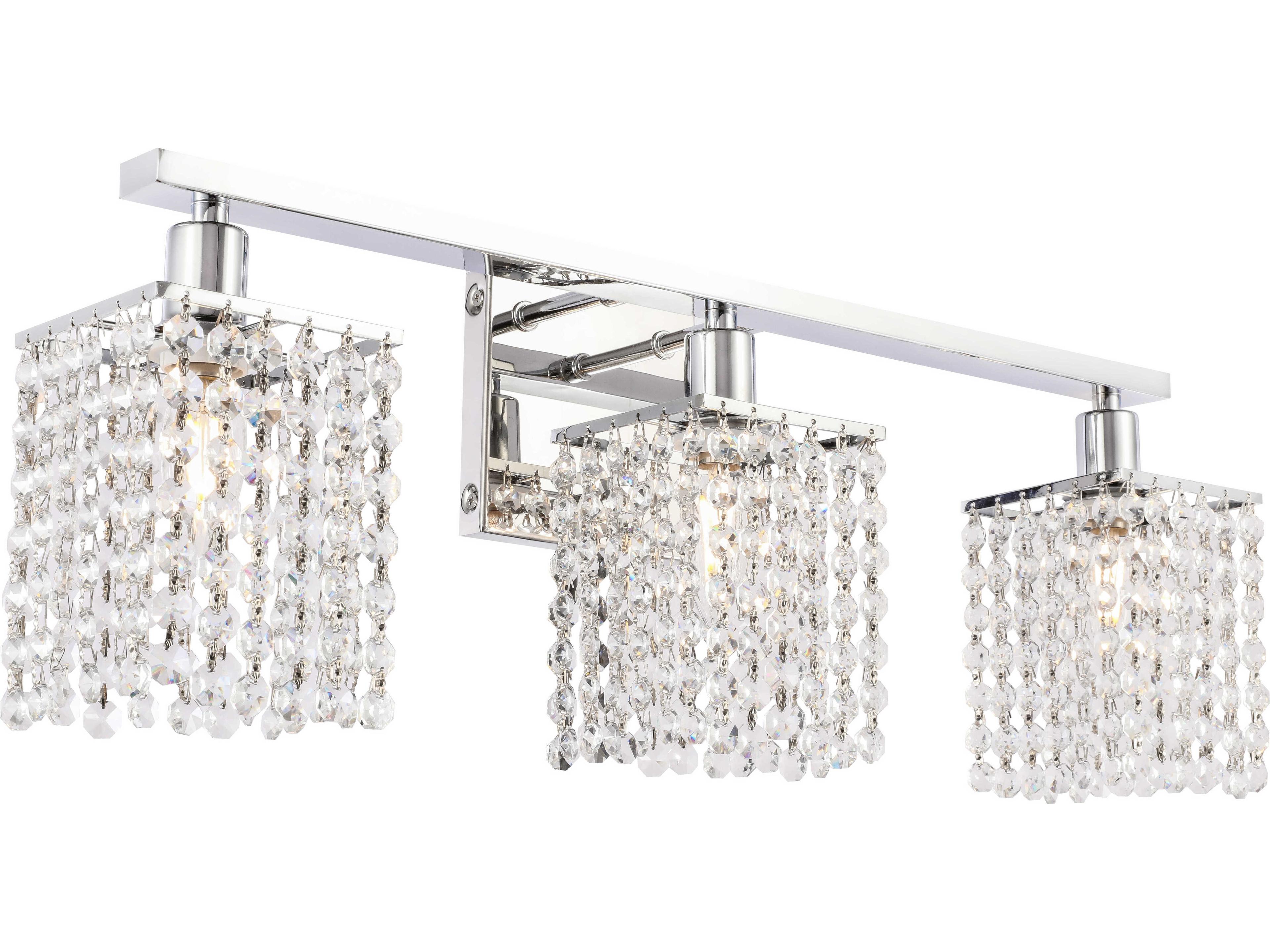 Elegant Lighting Phineas 3-Light Chrome Crystal Glass Vanity Light