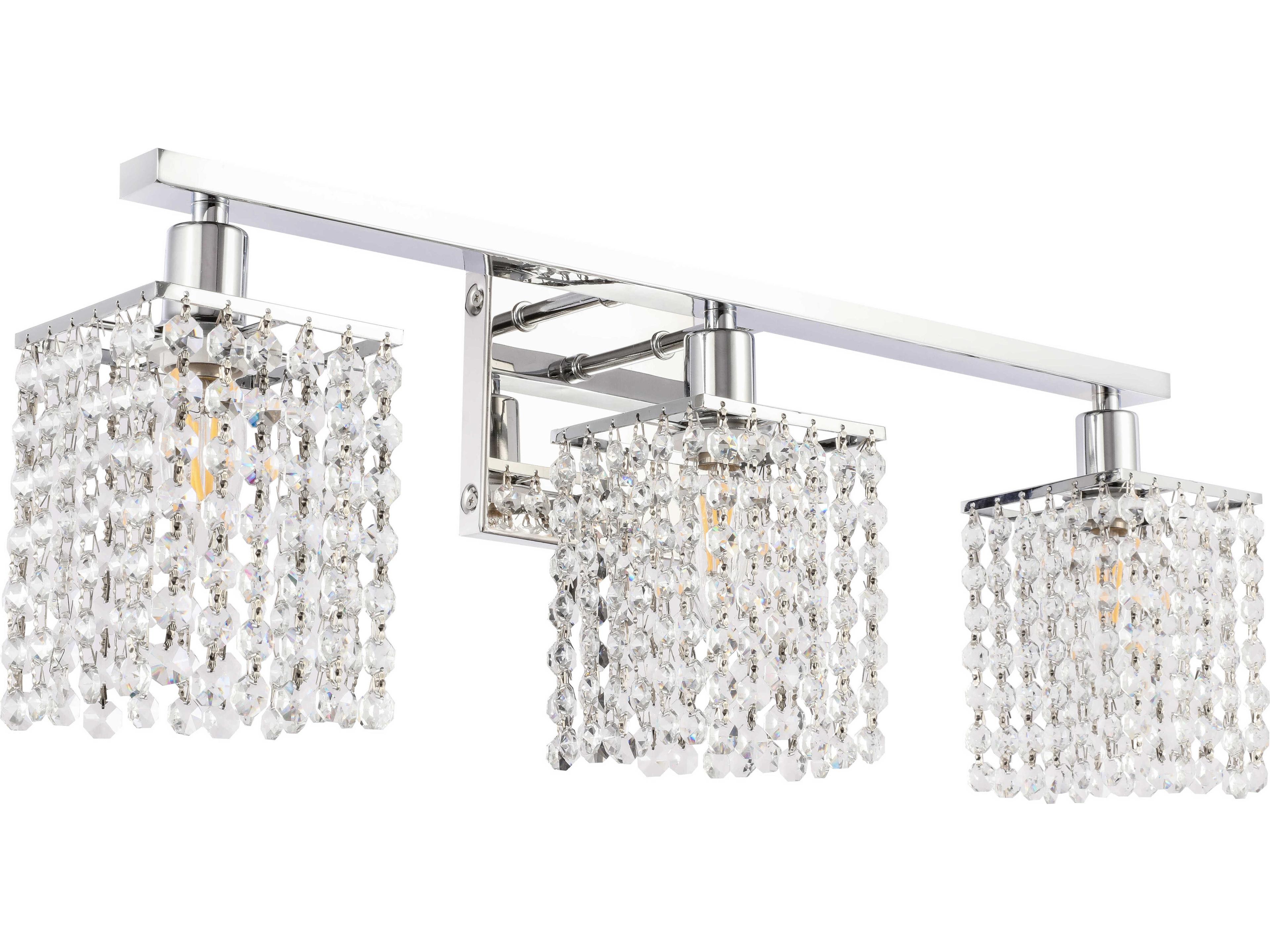Elegant Lighting Phineas 3-Light Chrome Crystal Glass Vanity Light