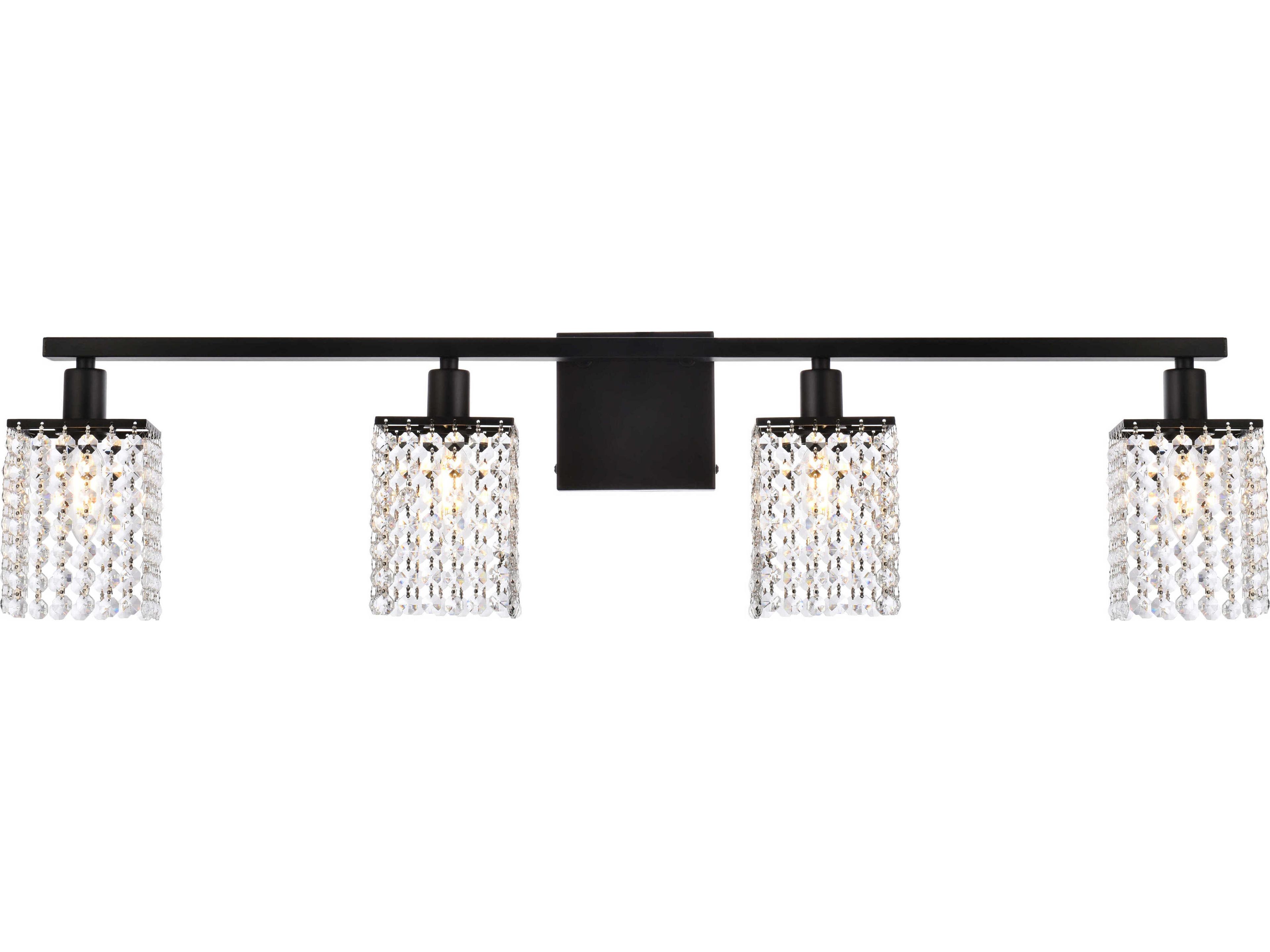 Phineas 4-Light Black And Clear Crystal Vanity Light