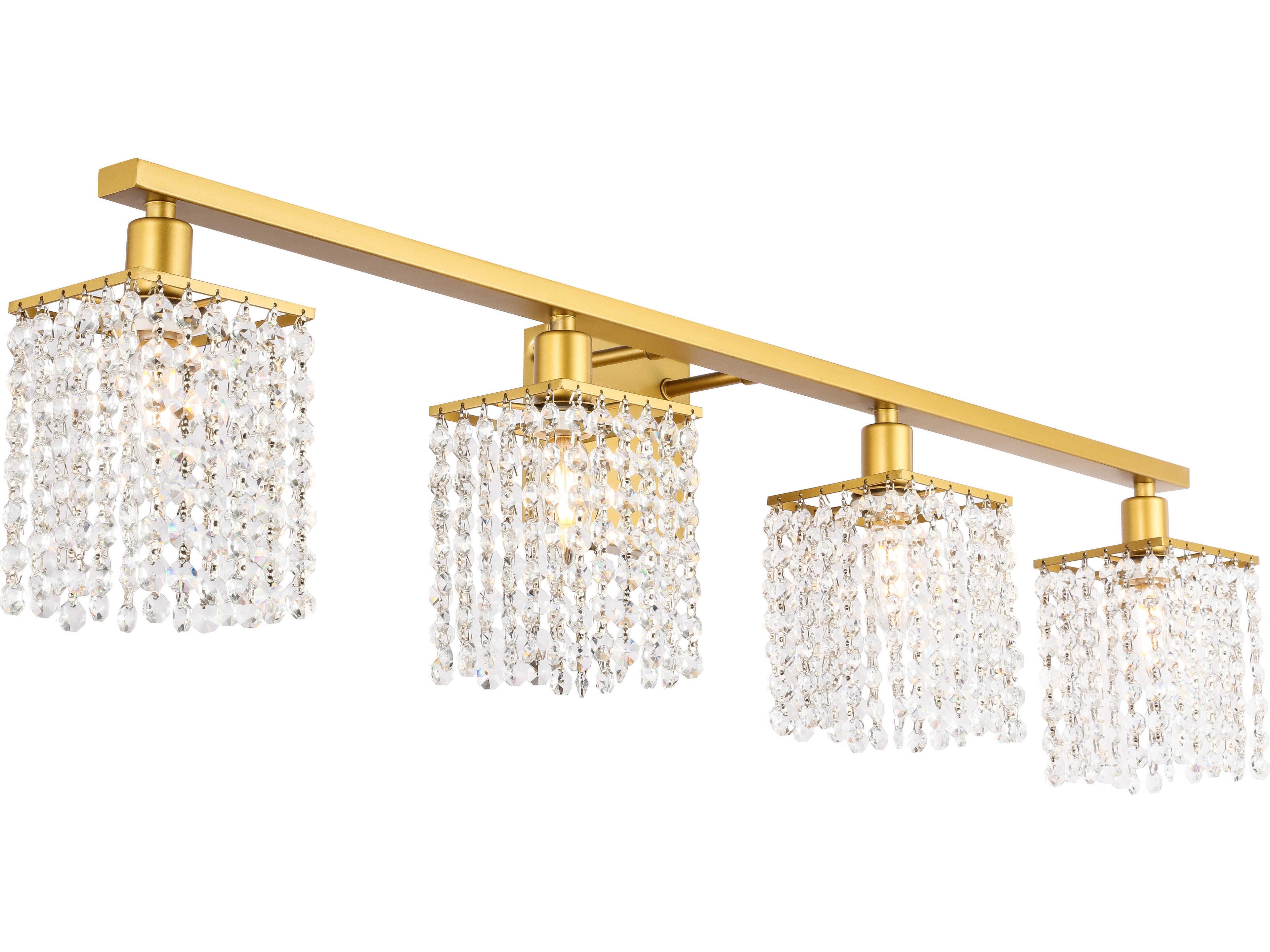 Elegant Lighting Phineas 4-Light Brass Crystal Vanity Light