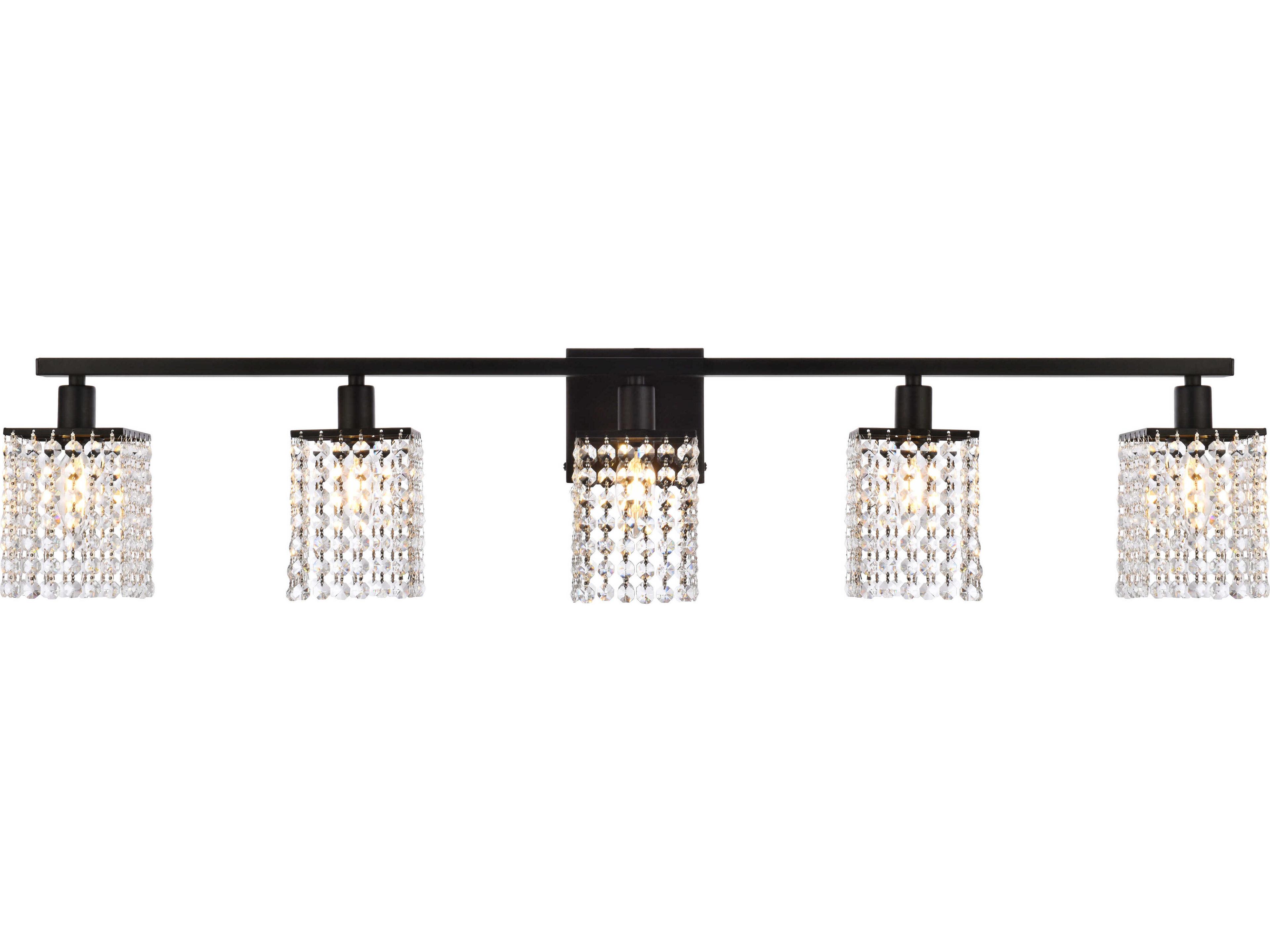 Phineas 5-Light Black And Clear Crystal Vanity Light
