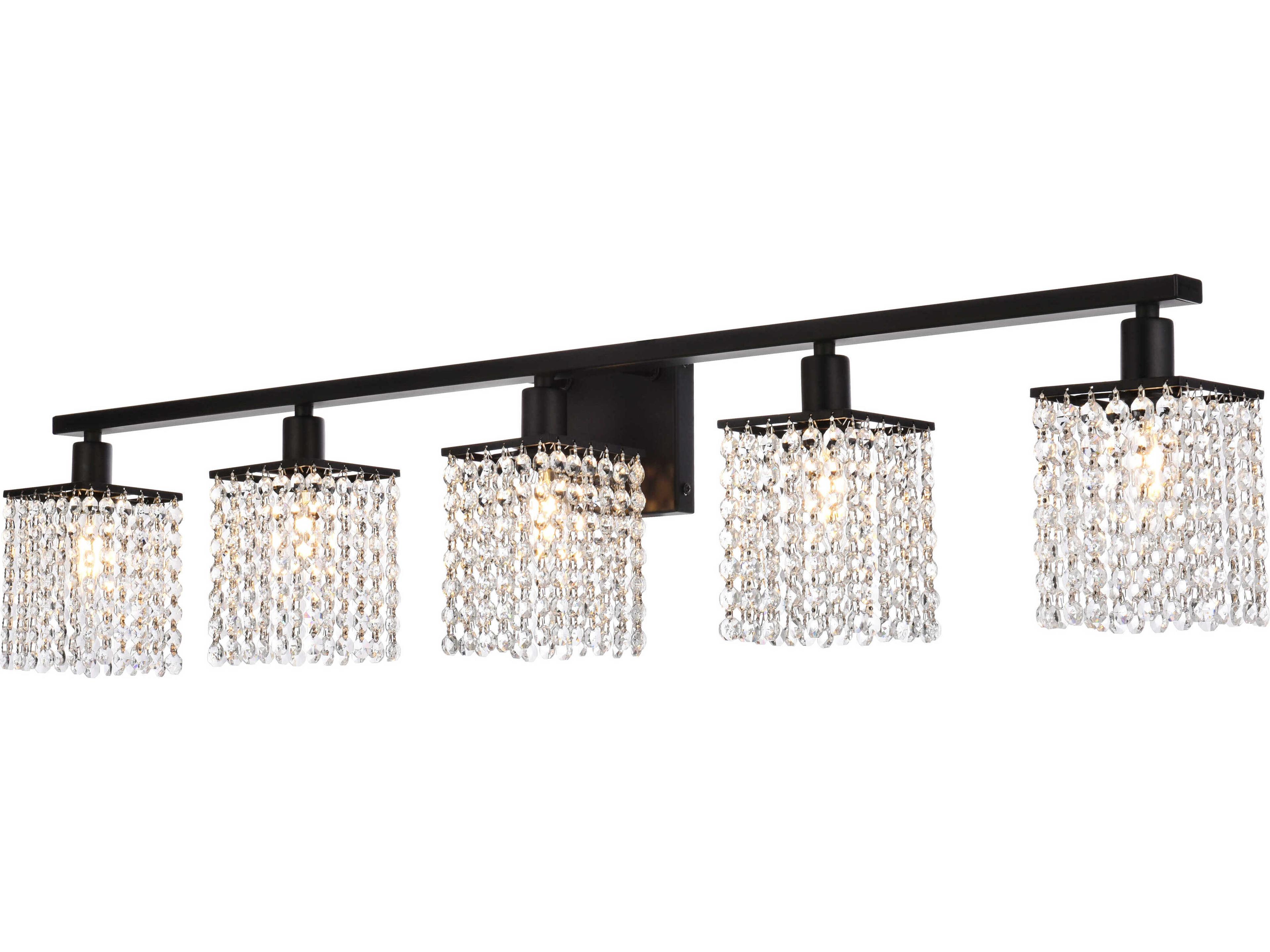 Elegant Lighting Phineas 5-Light Black And Clear Crystal Vanity Light