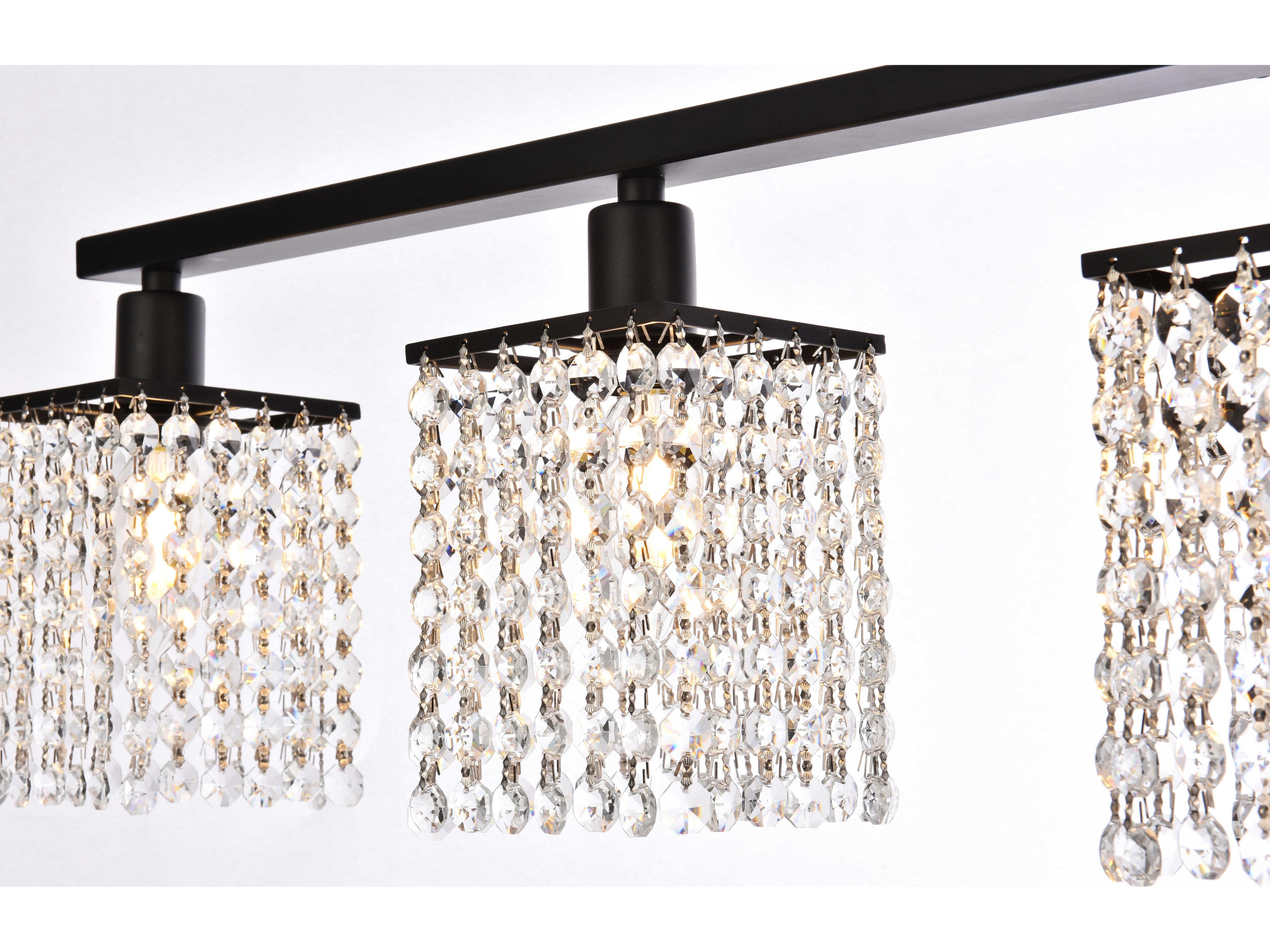 Elegant Lighting Phineas 5-Light Black And Clear Crystal Vanity Light