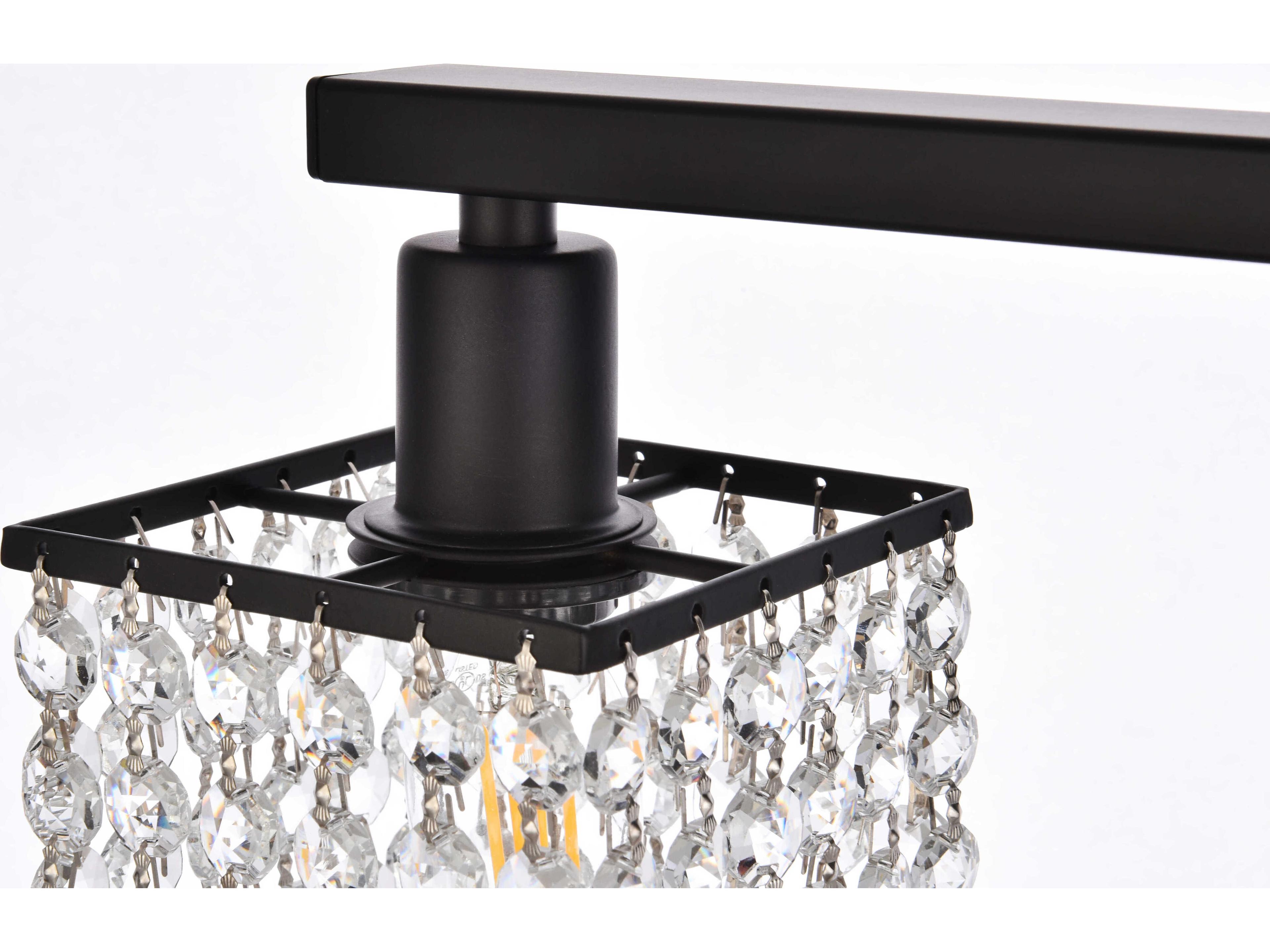 Elegant Lighting Phineas 5-Light Black And Clear Crystal Vanity Light