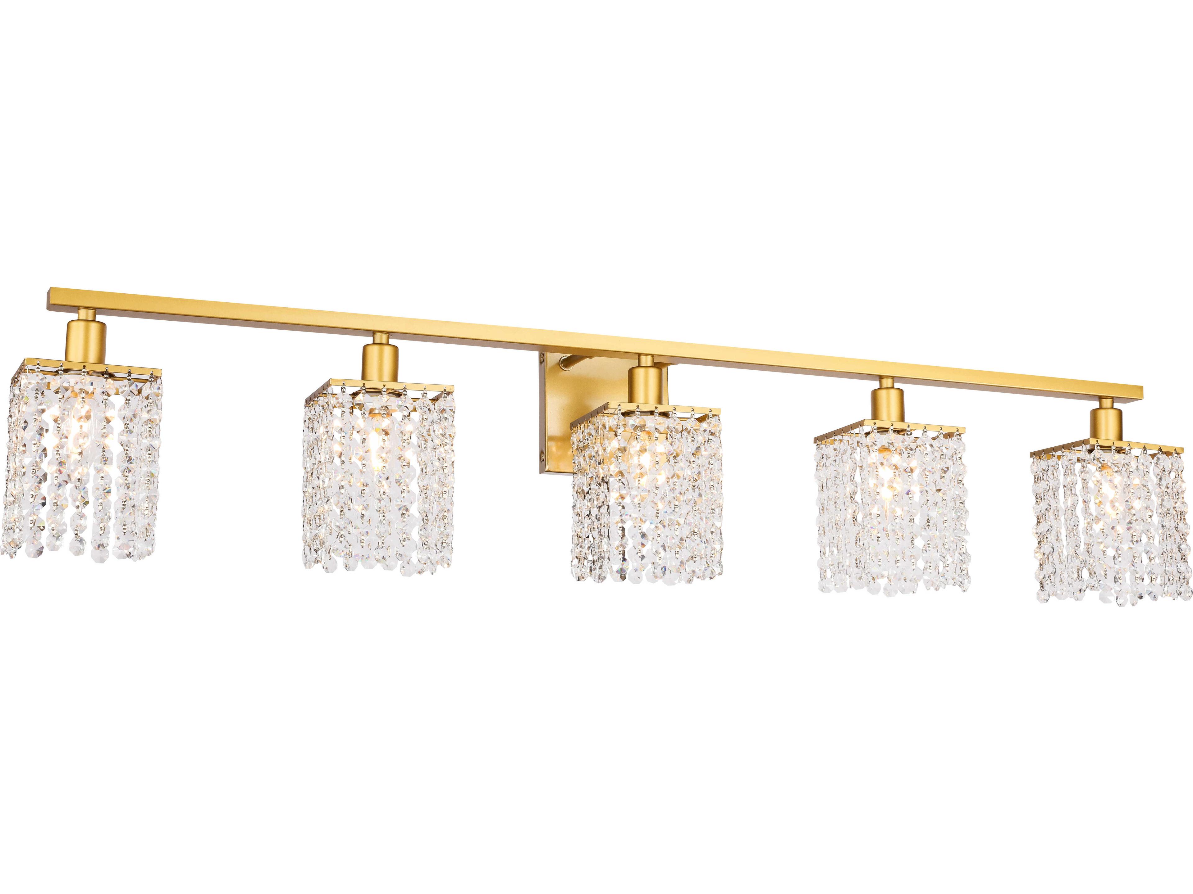 Elegant Lighting Phineas 5-Light Brass Crystal Vanity Light