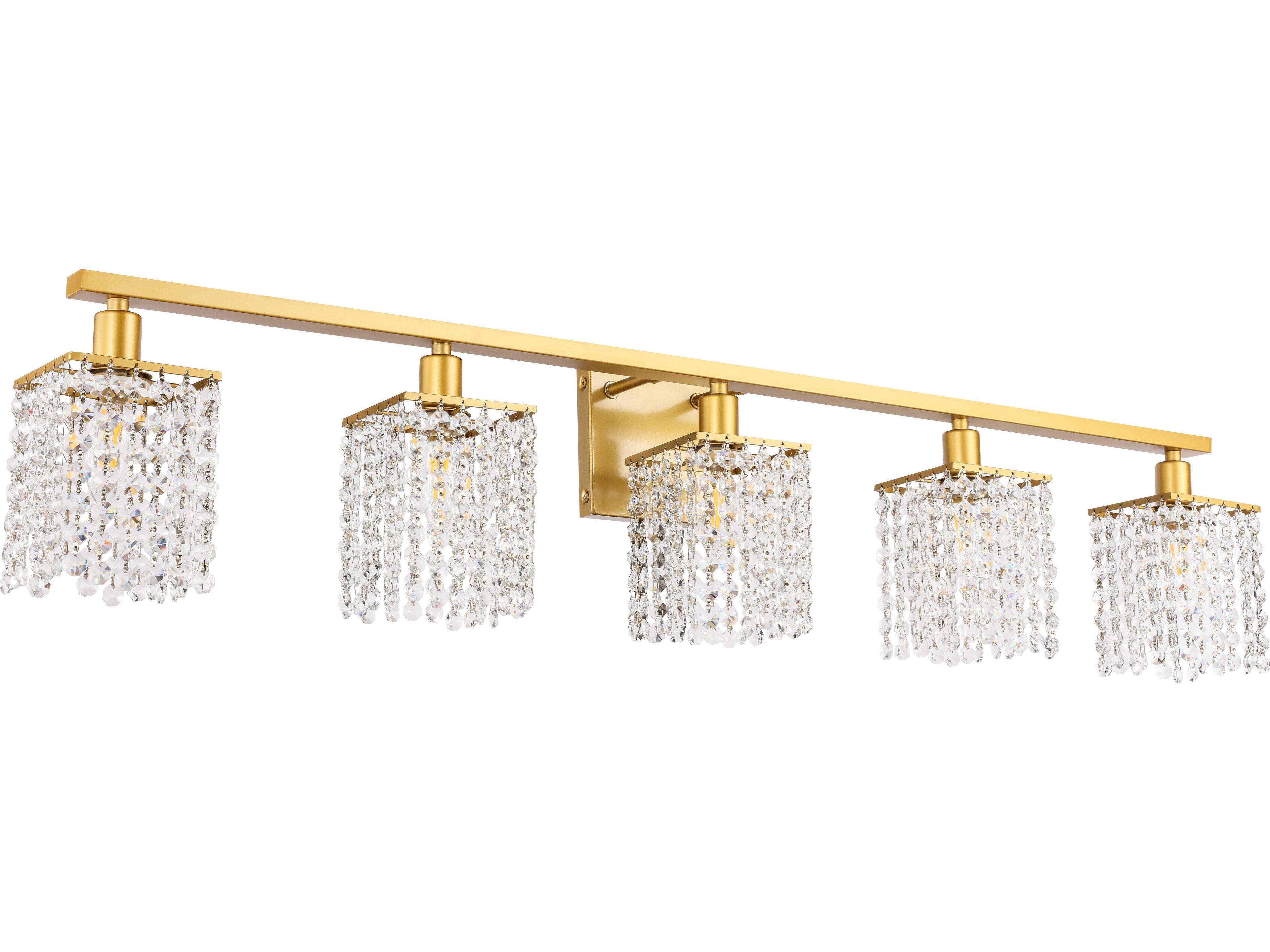 Elegant Lighting Phineas 5-Light Brass Crystal Vanity Light