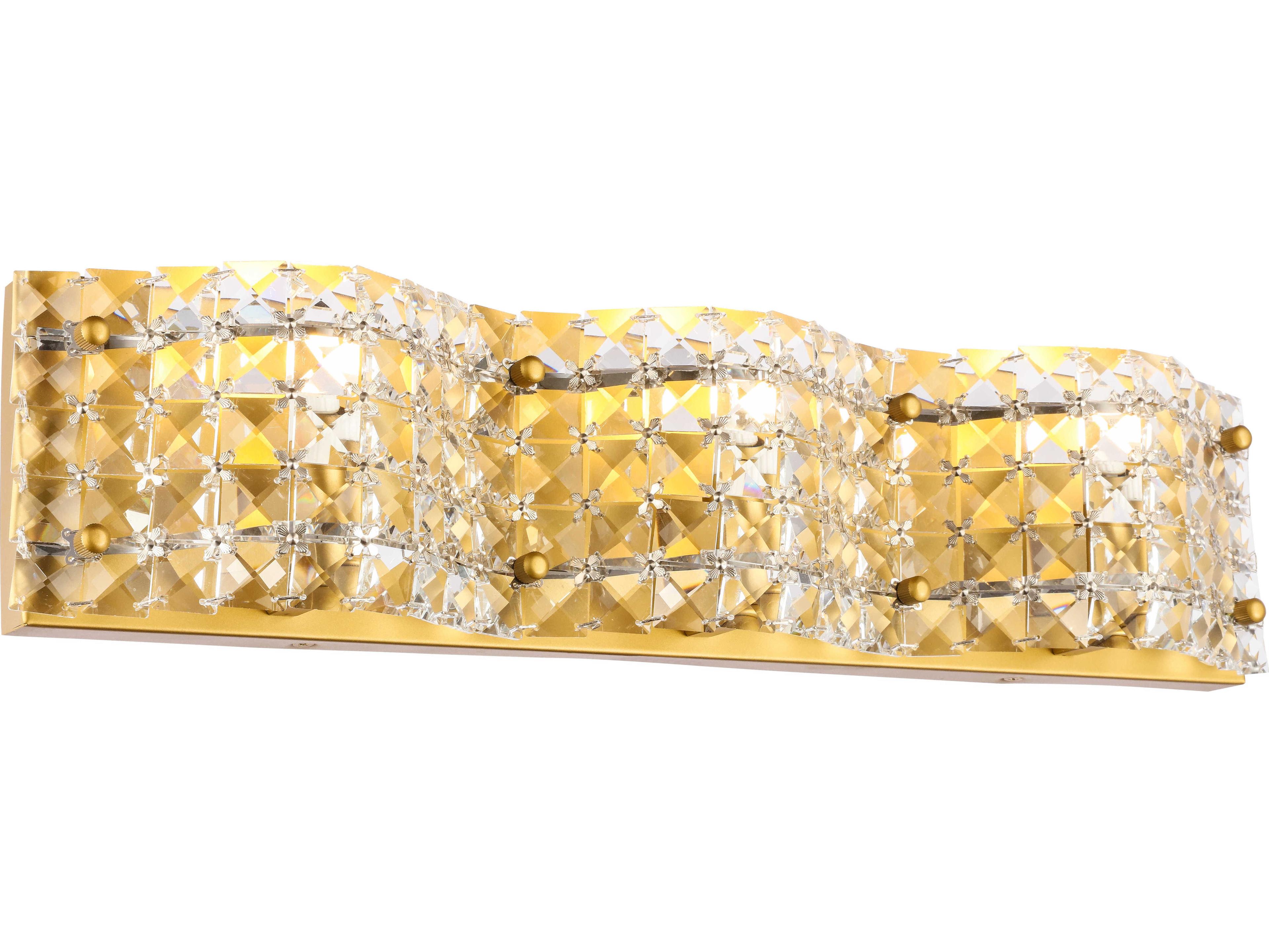 Elegant Lighting Ollie 3-Light Brass Crystal Vanity Light