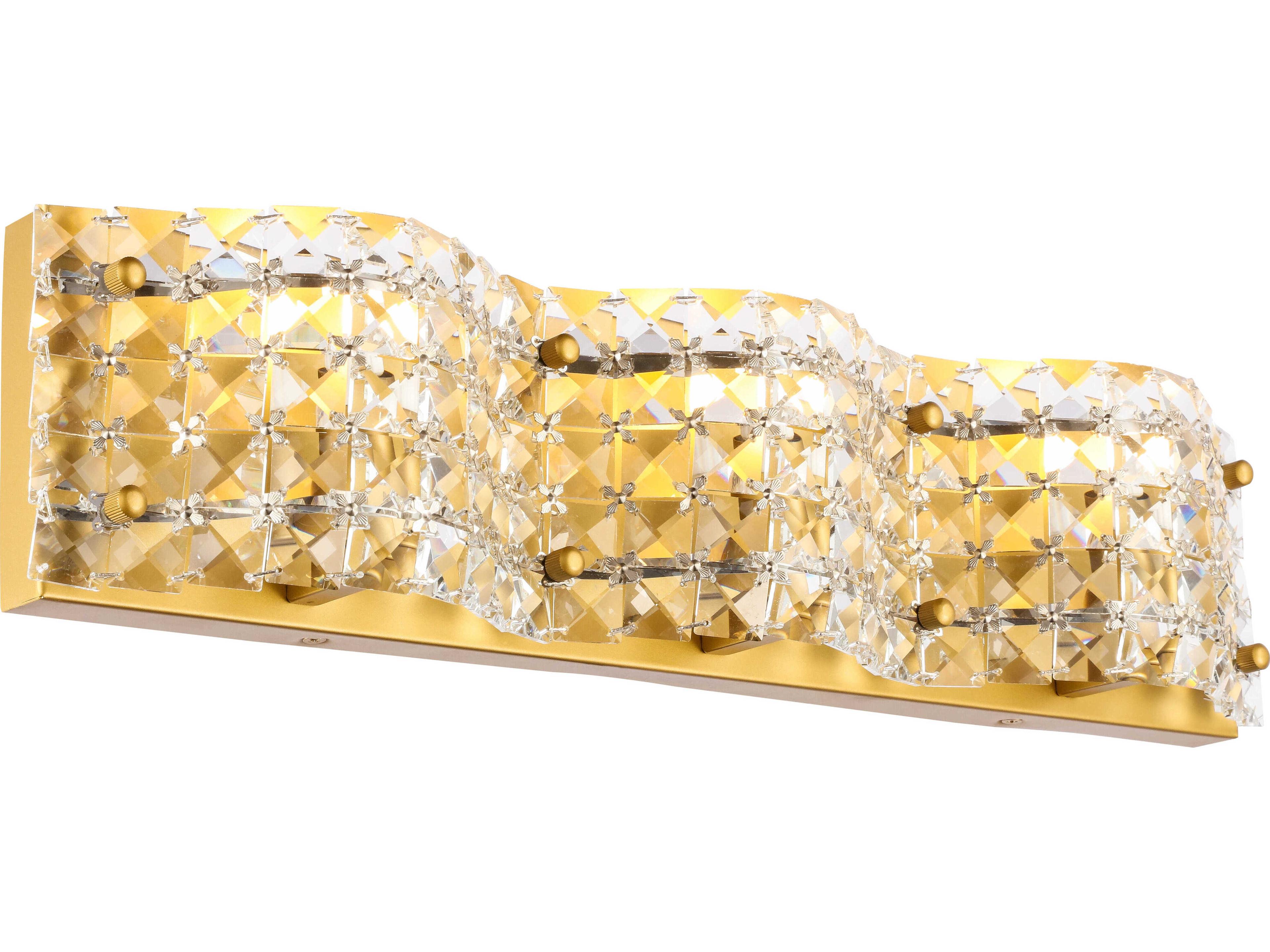 Elegant Lighting Ollie 3-Light Brass Crystal Vanity Light