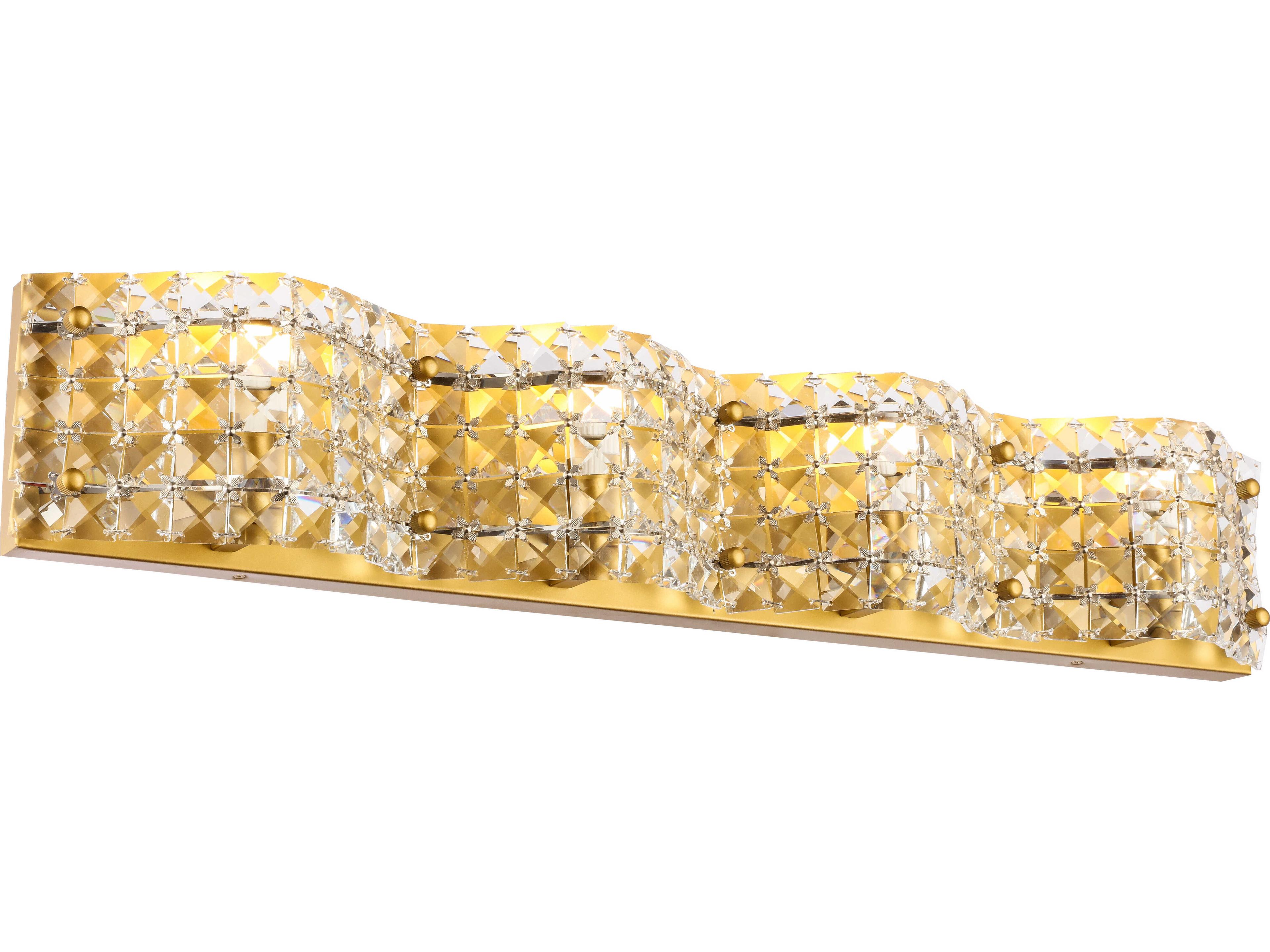 Elegant Lighting Ollie 4-Light Brass Crystal Vanity Light