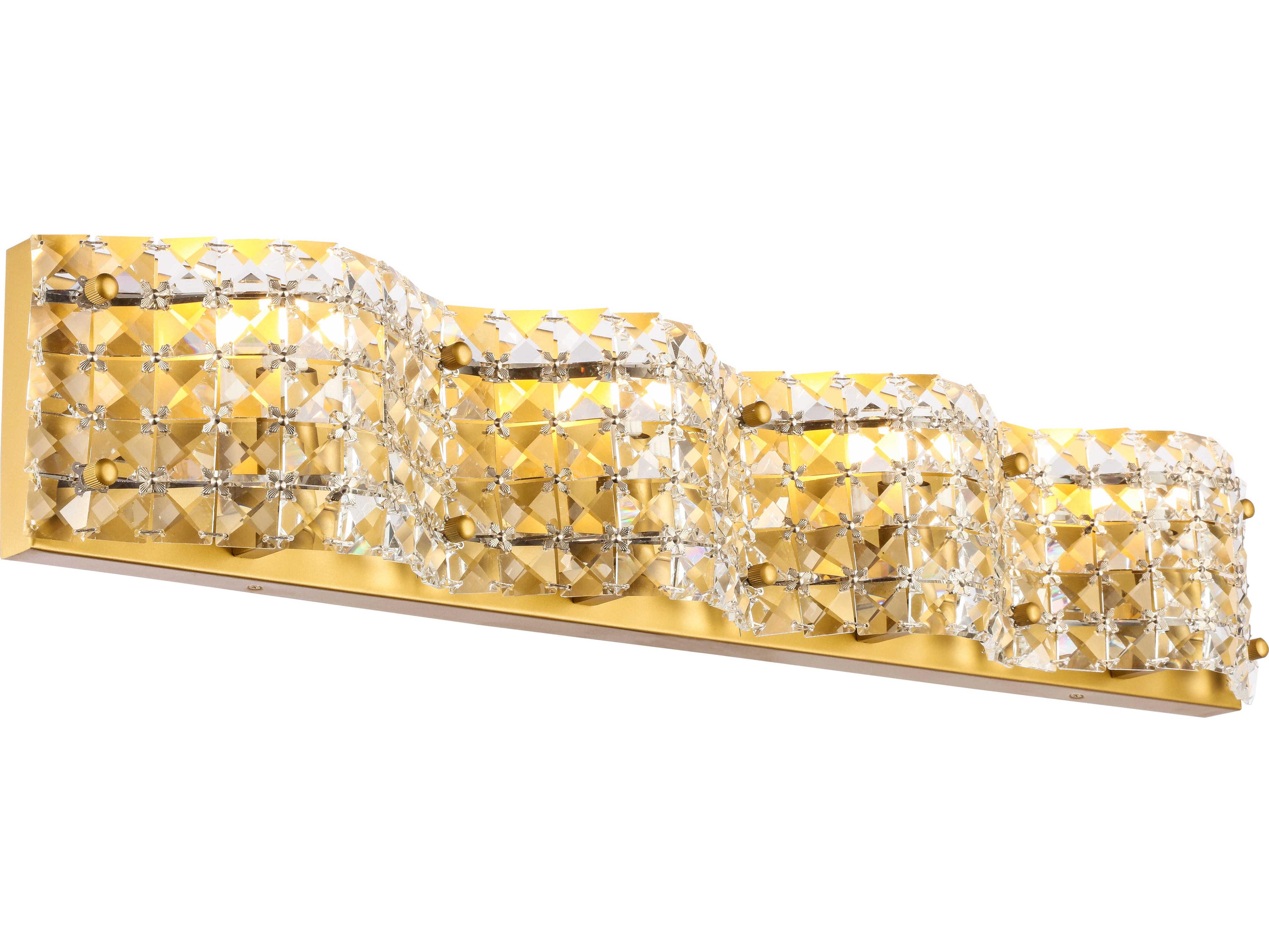 Elegant Lighting Ollie 4-Light Brass Crystal Vanity Light