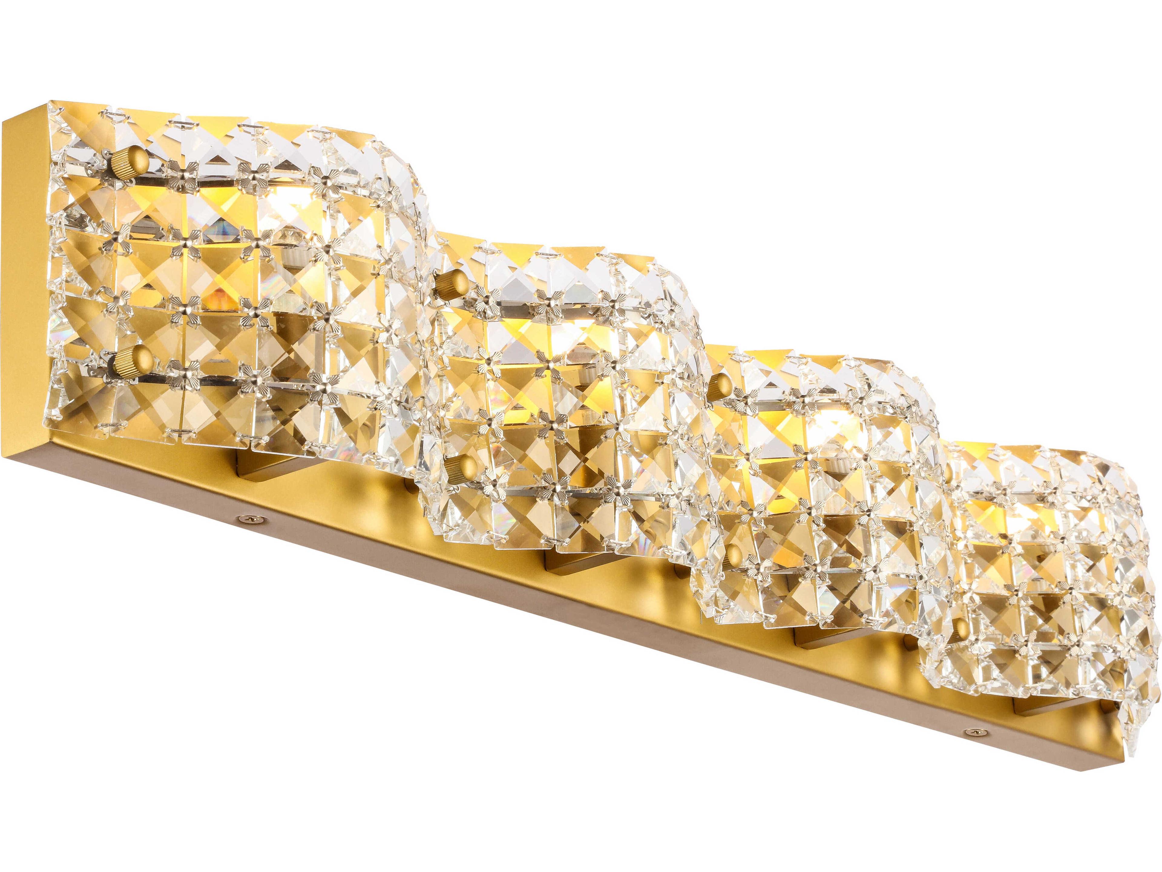 Elegant Lighting Ollie 4-Light Brass Crystal Vanity Light