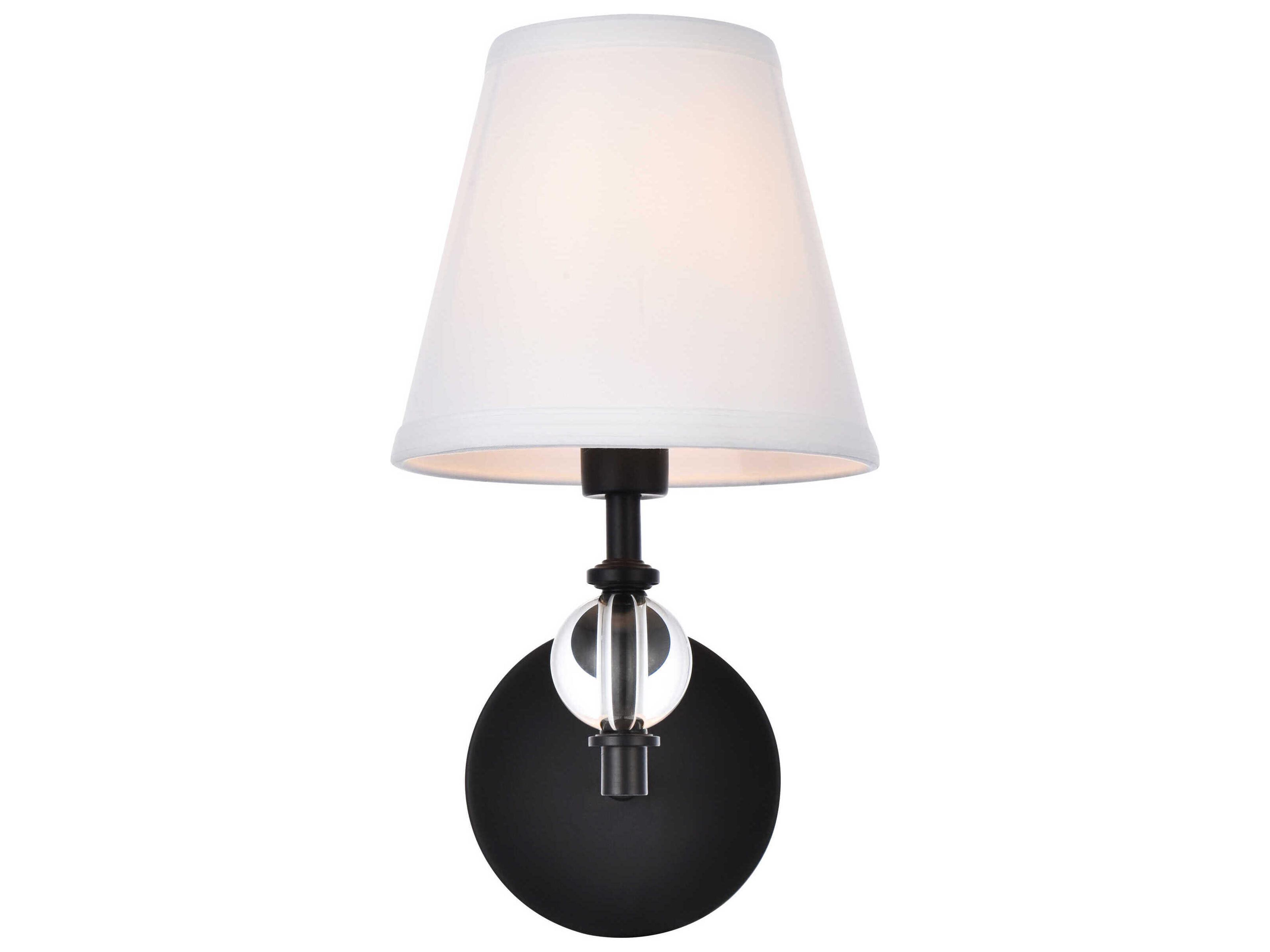 Bethany 1-Light Black And White Fabric Shade Crystal Wall Sconce