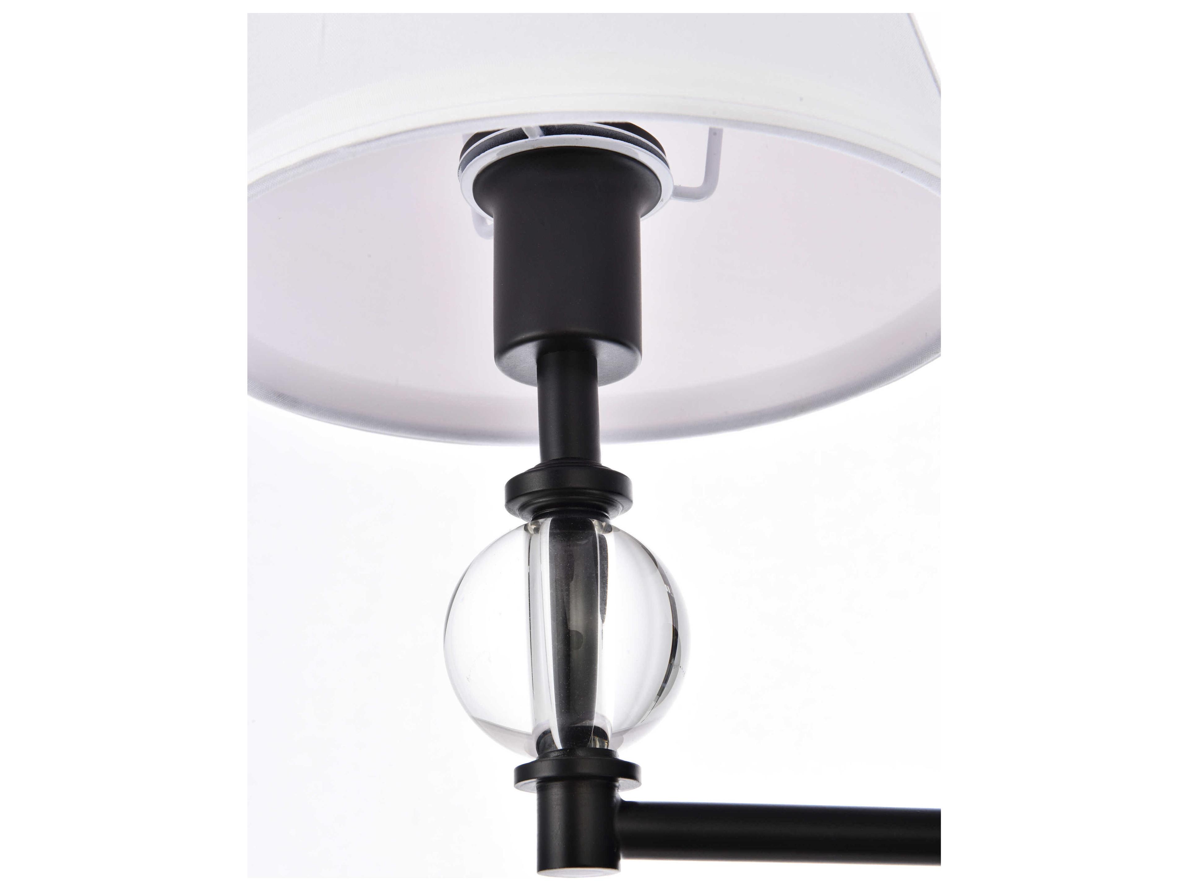 Elegant Lighting Bethany 1-Light Black And White Fabric Shade Crystal Wall Sconce