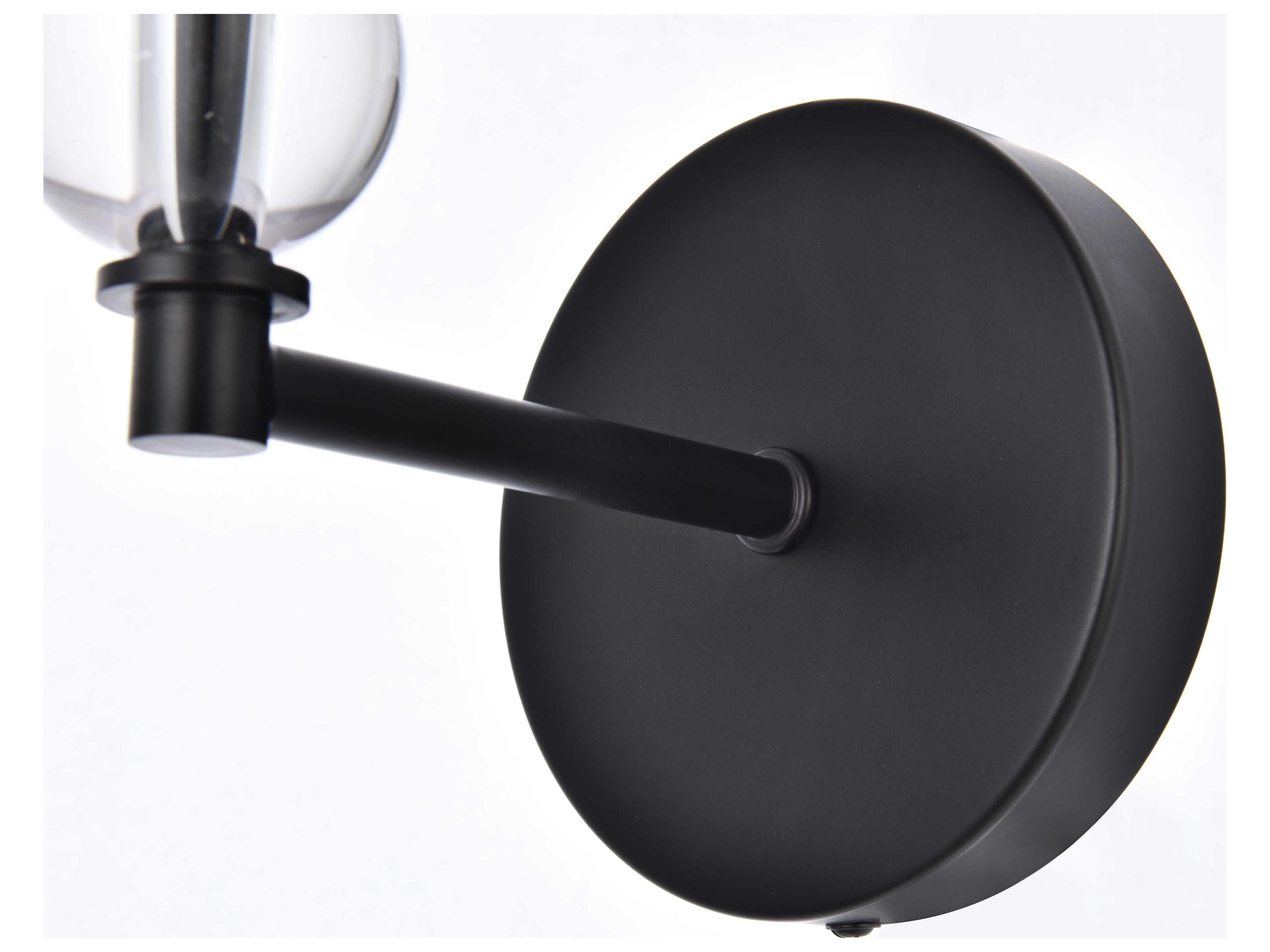 Elegant Lighting Bethany 1-Light Black And White Fabric Shade Crystal Wall Sconce