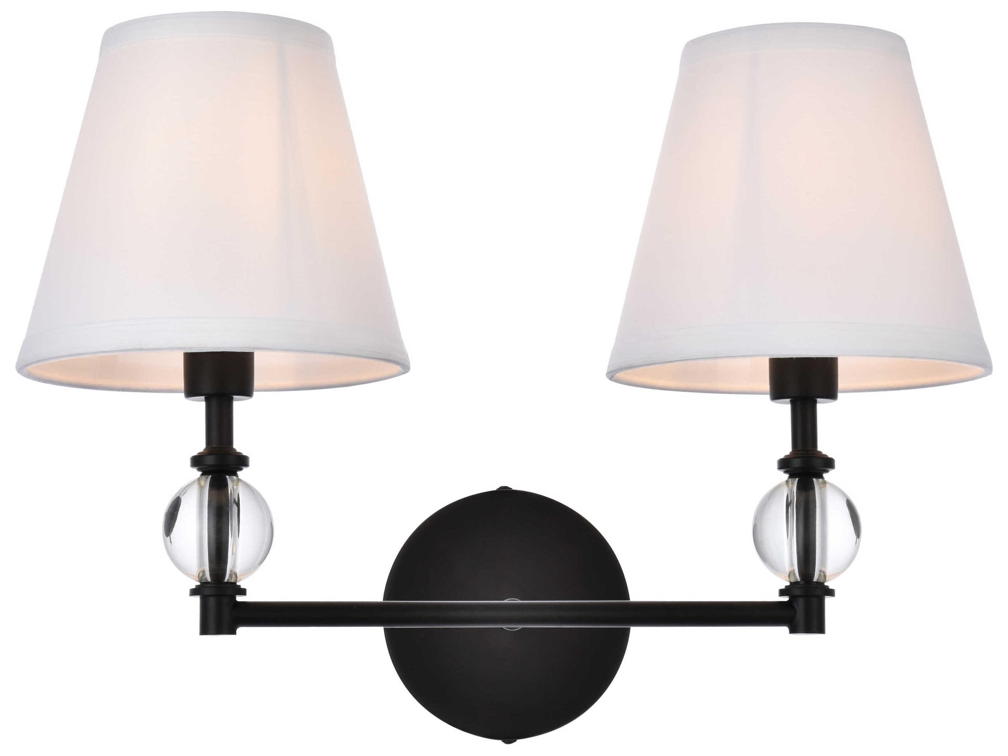 Bethany 2-Light Black And White Fabric Shade Crystal Vanity Light