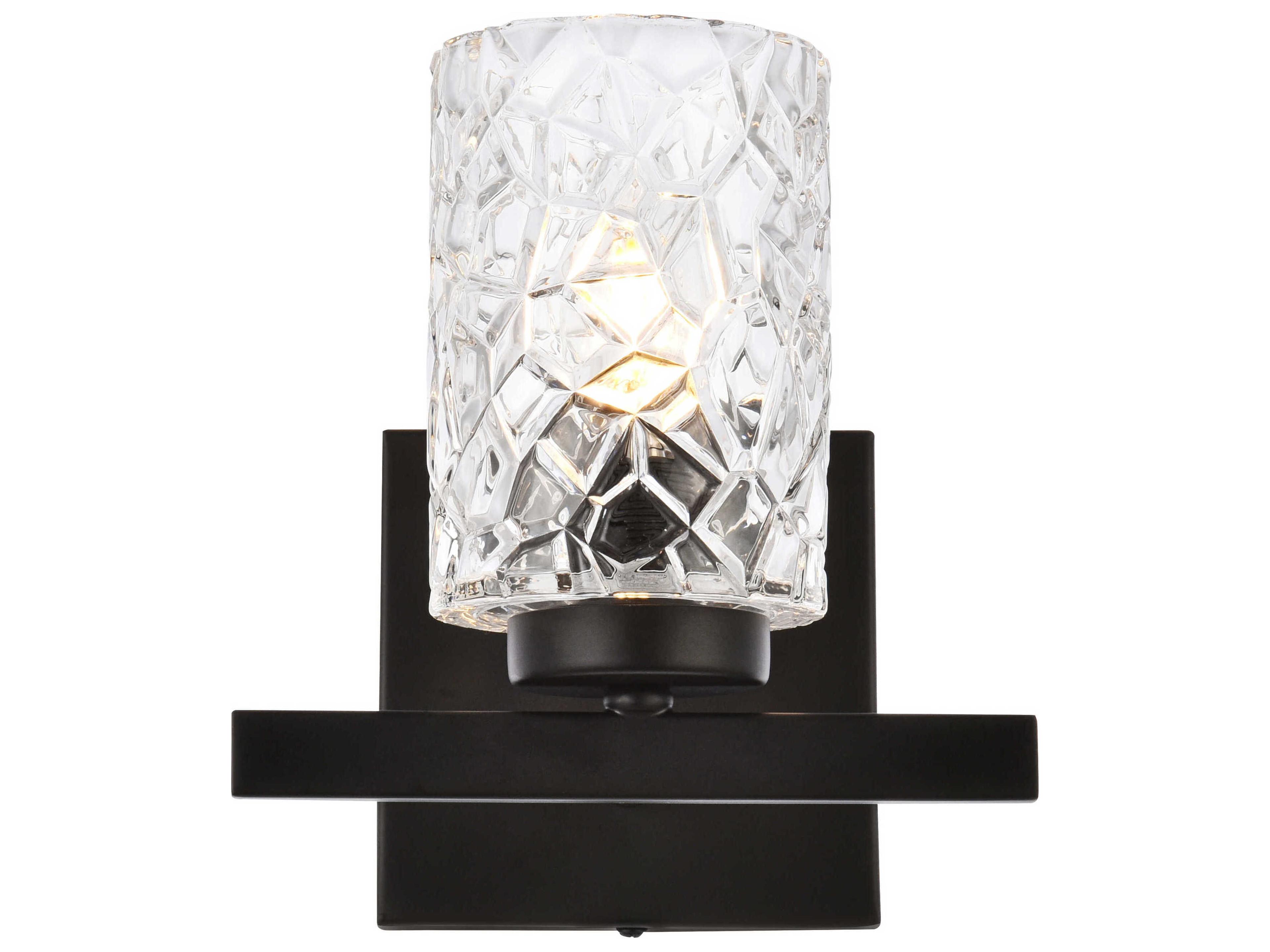 Cassie 1-Light Black And Clear Shade Glass Wall Sconce