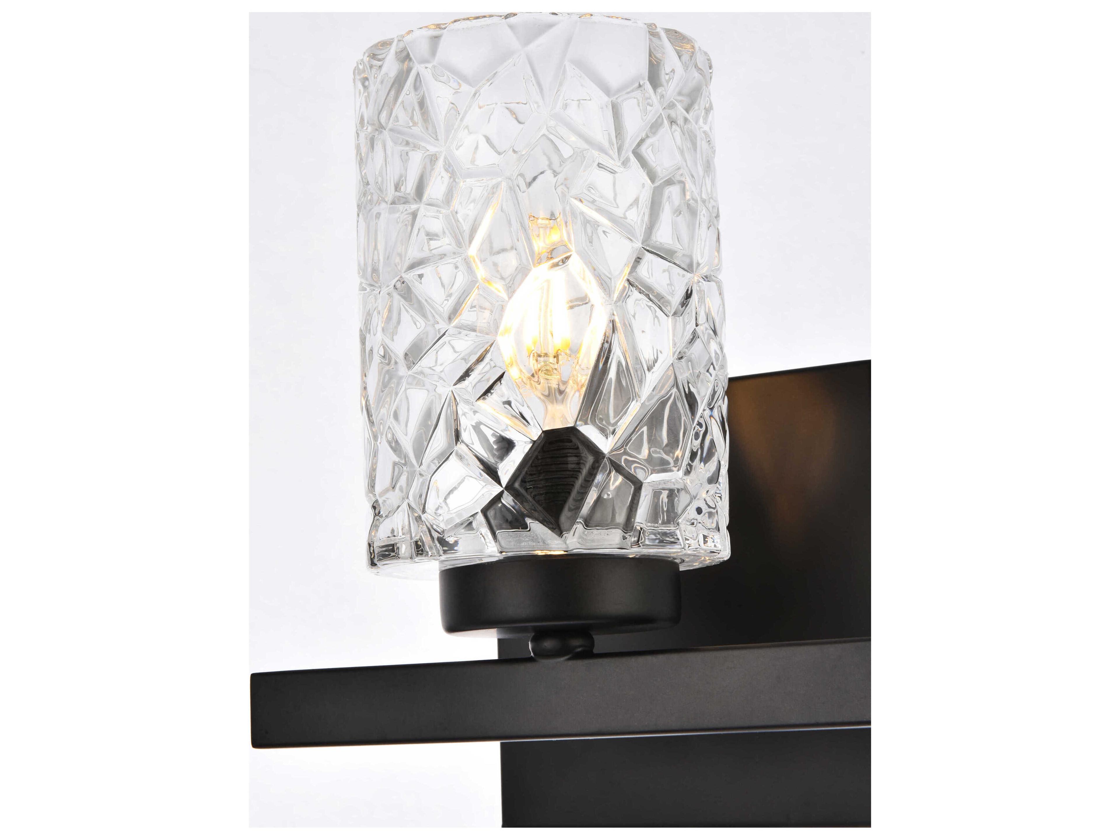 Elegant Lighting Cassie 1-Light Black And Clear Shade Glass Wall Sconce