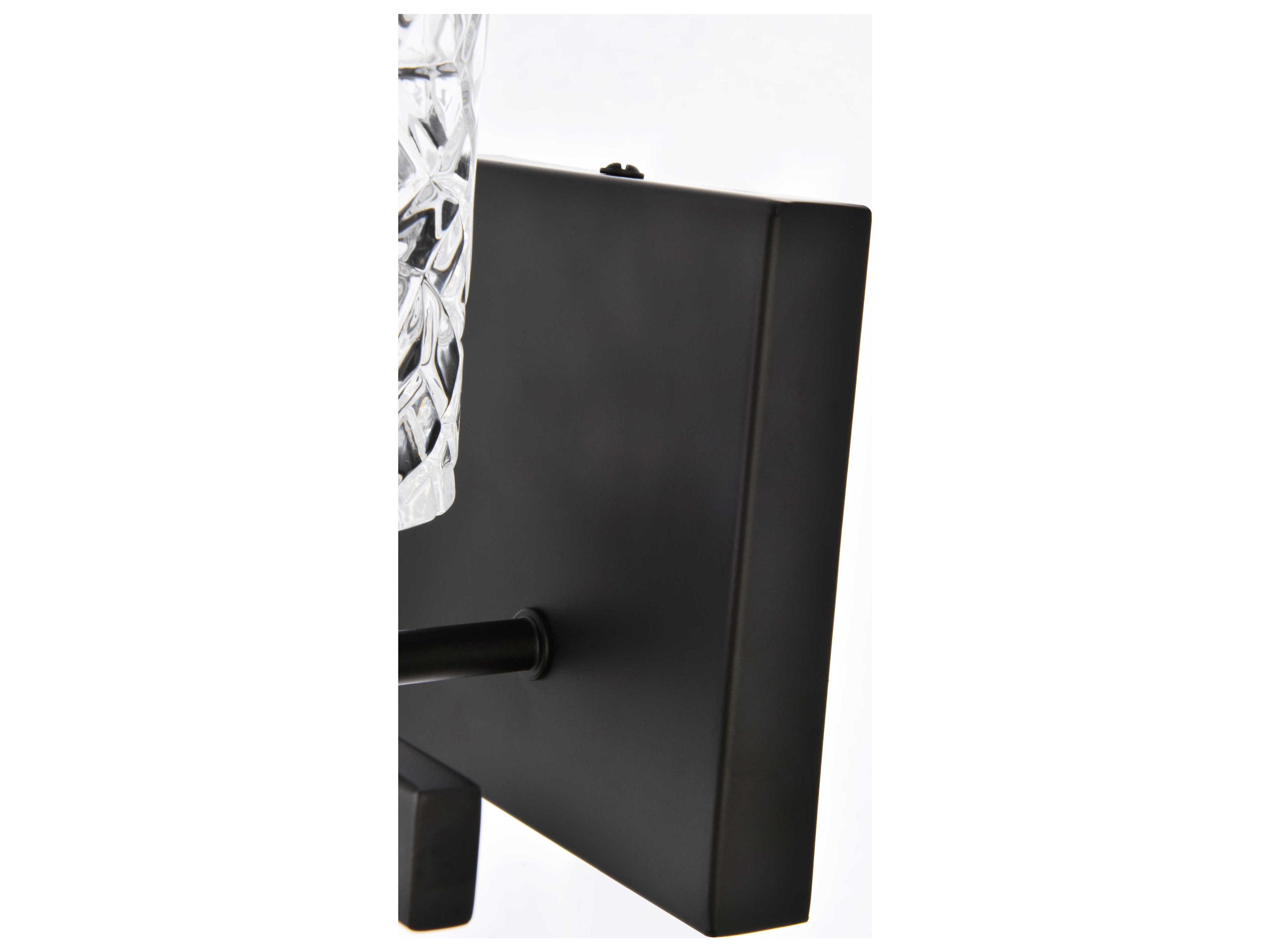 Elegant Lighting Cassie 1-Light Black And Clear Shade Glass Wall Sconce