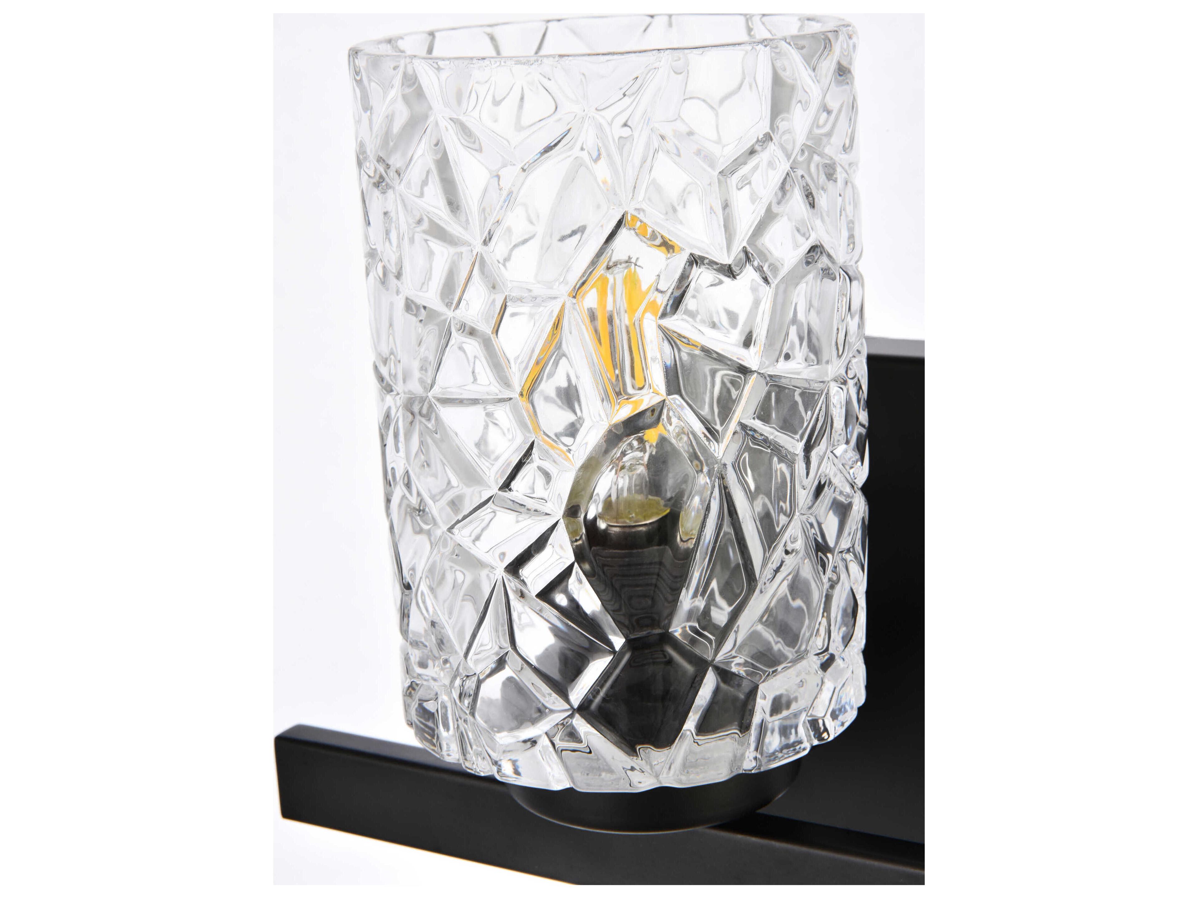 Elegant Lighting Cassie 1-Light Black And Clear Shade Glass Wall Sconce